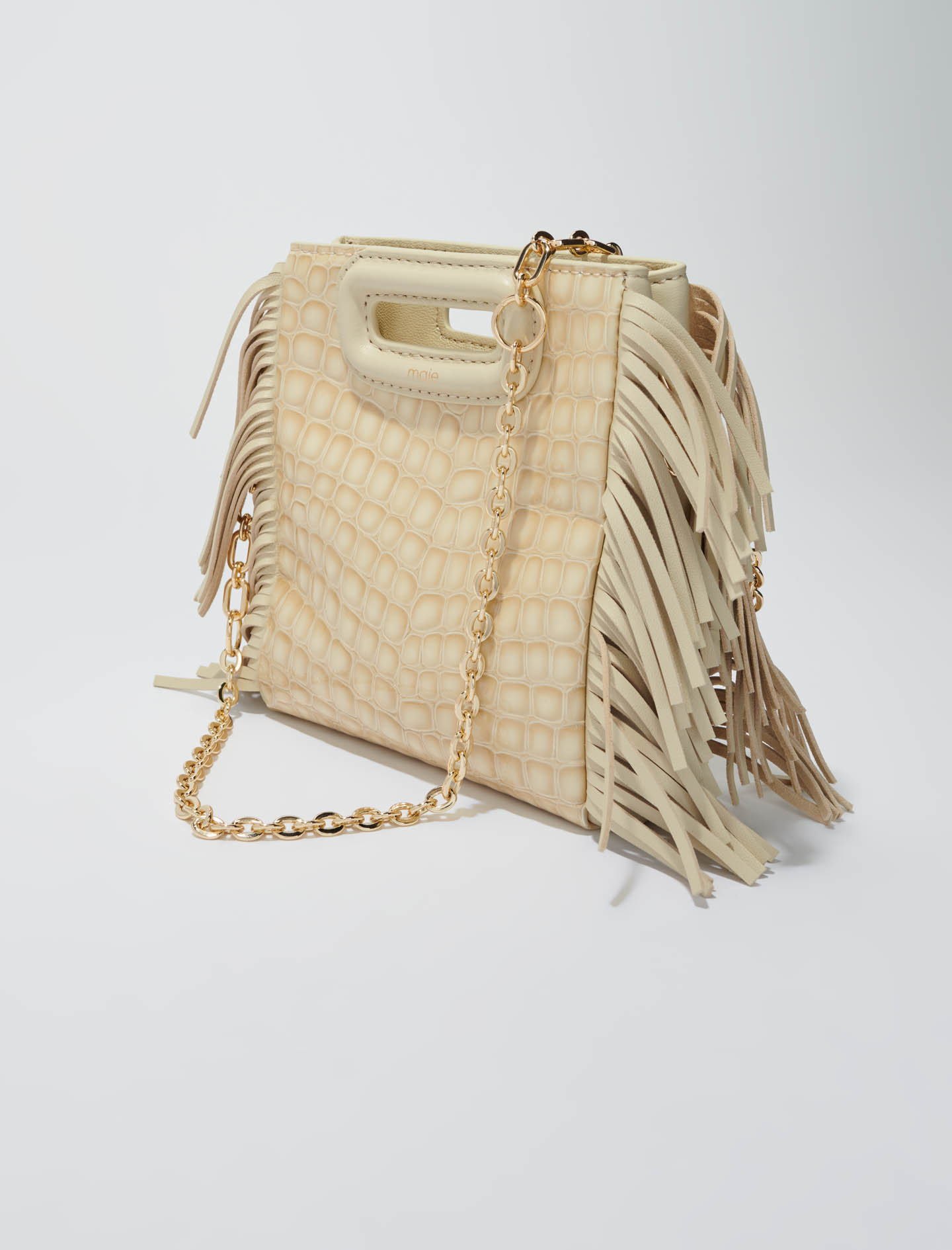 Mini M bag in crocodile embossed leather - Beige