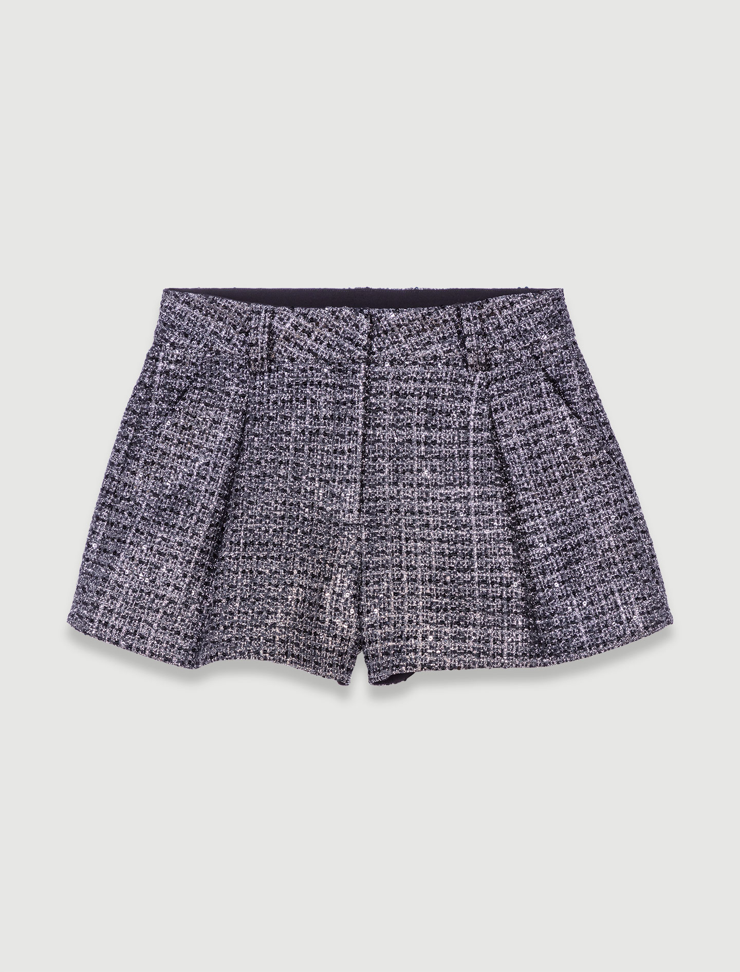 Shiny tweed shorts - Silver