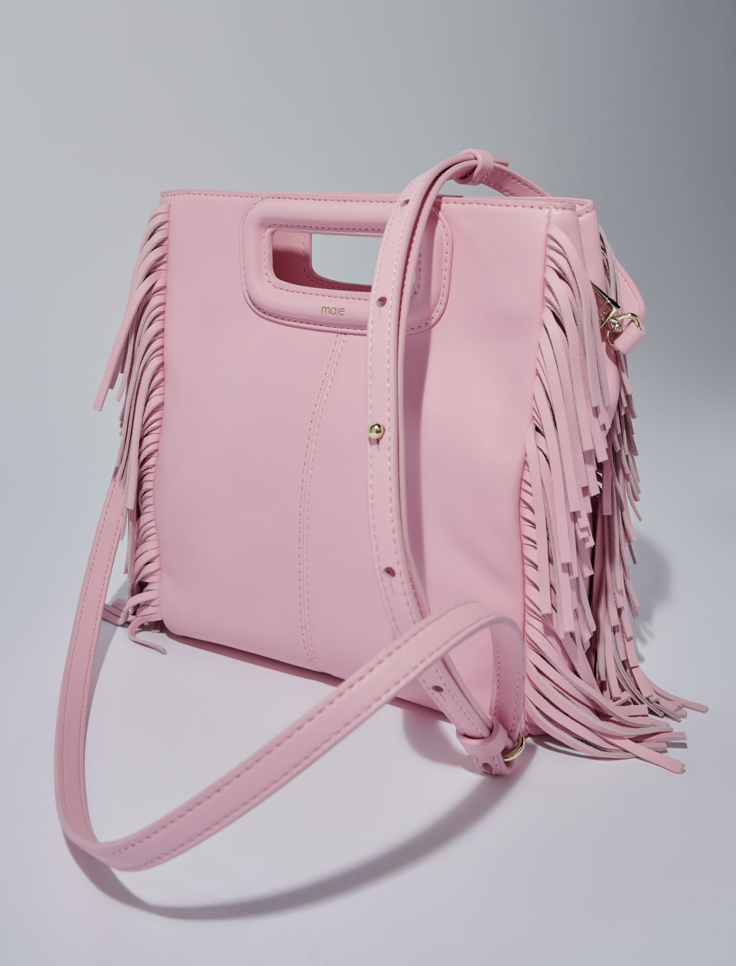 Fringed leather bag - Pink