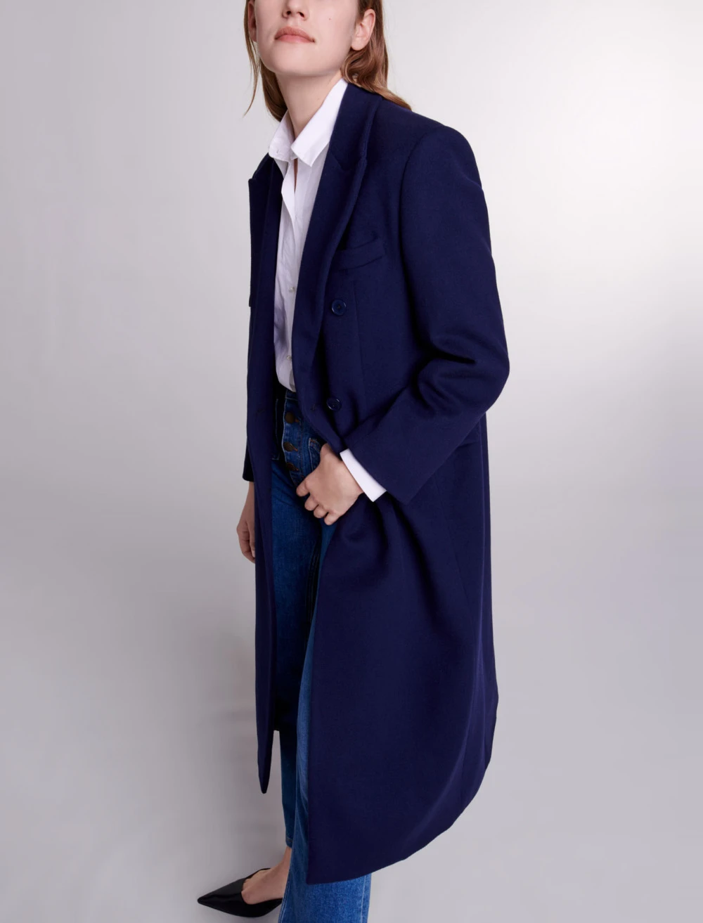 Long wool blend coat - Navy