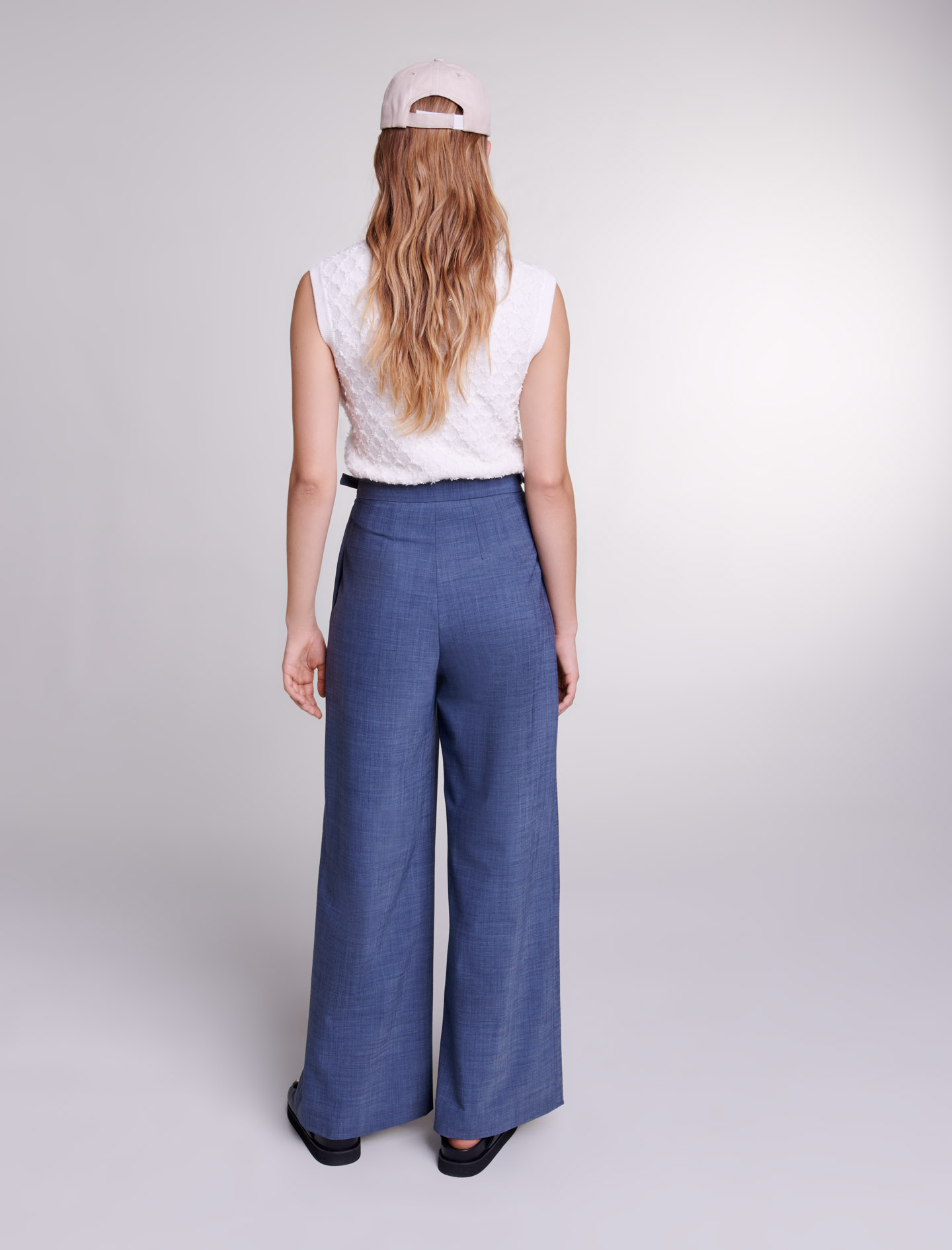 Wide Leg Trousers - Blue