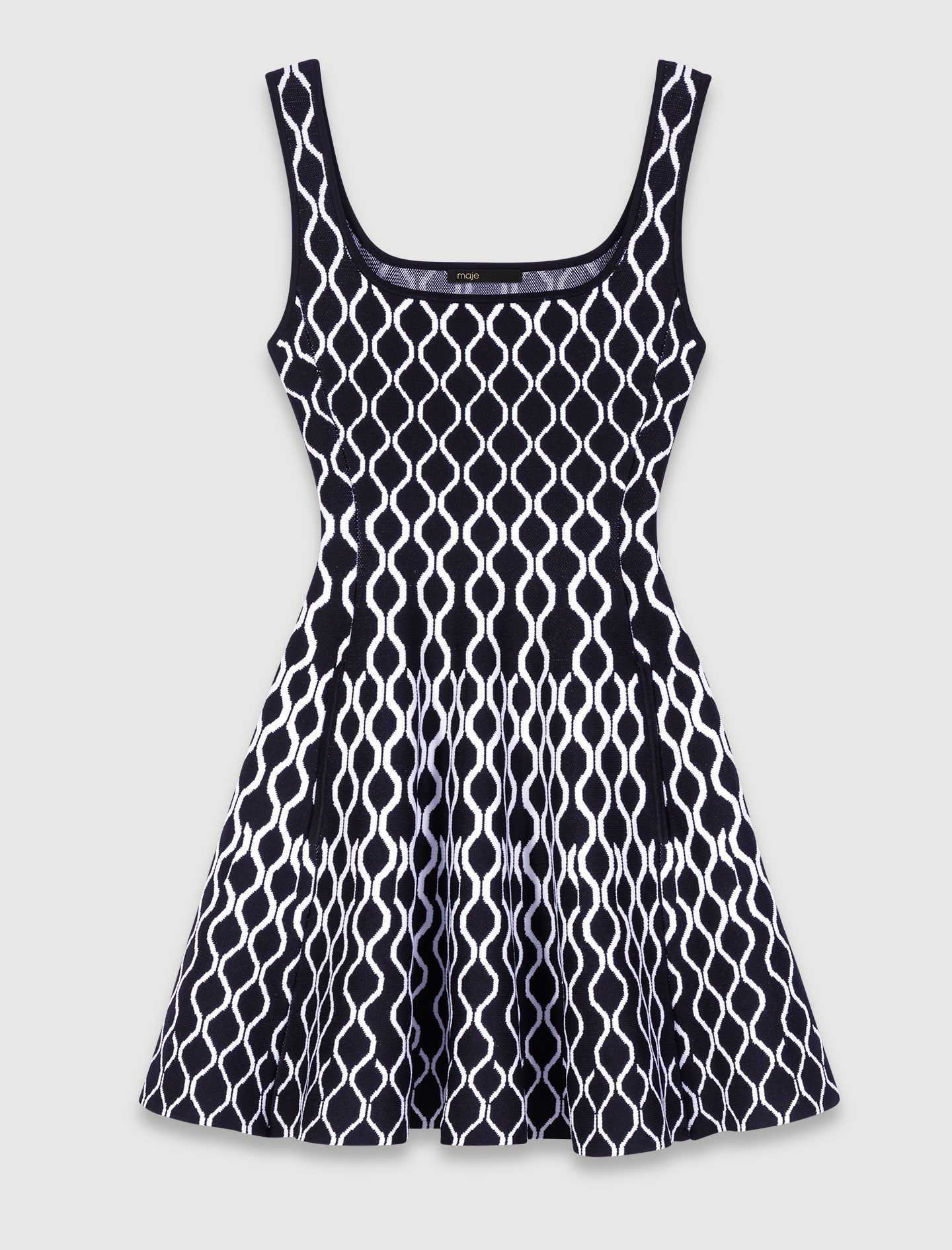 Sleeveless jumper dress - Black / White