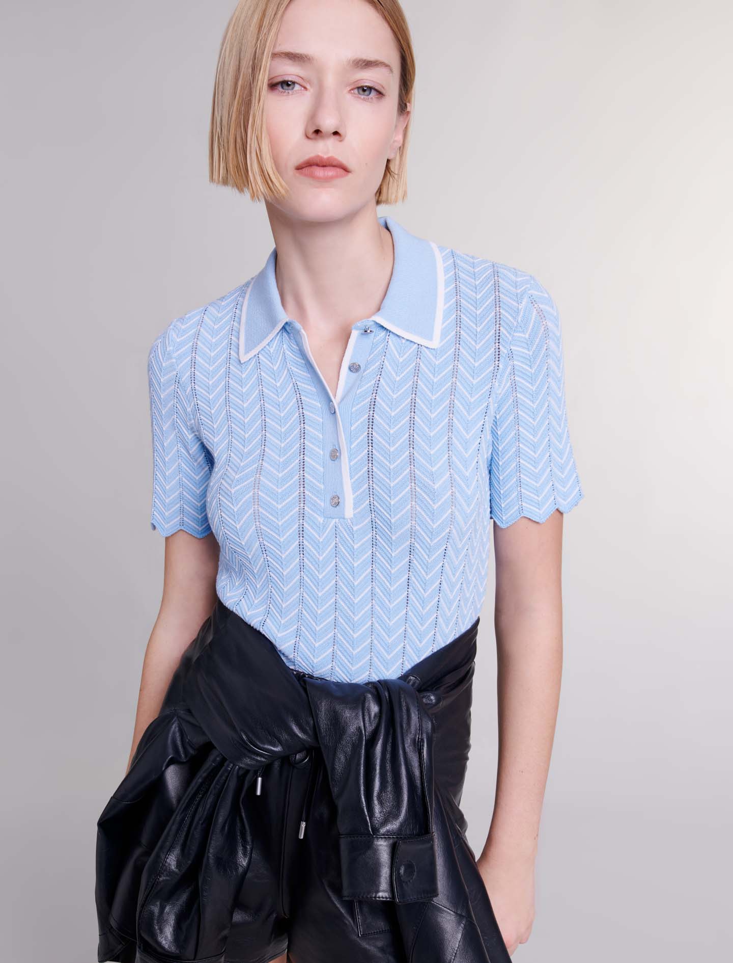Patterned knitted top - Blue