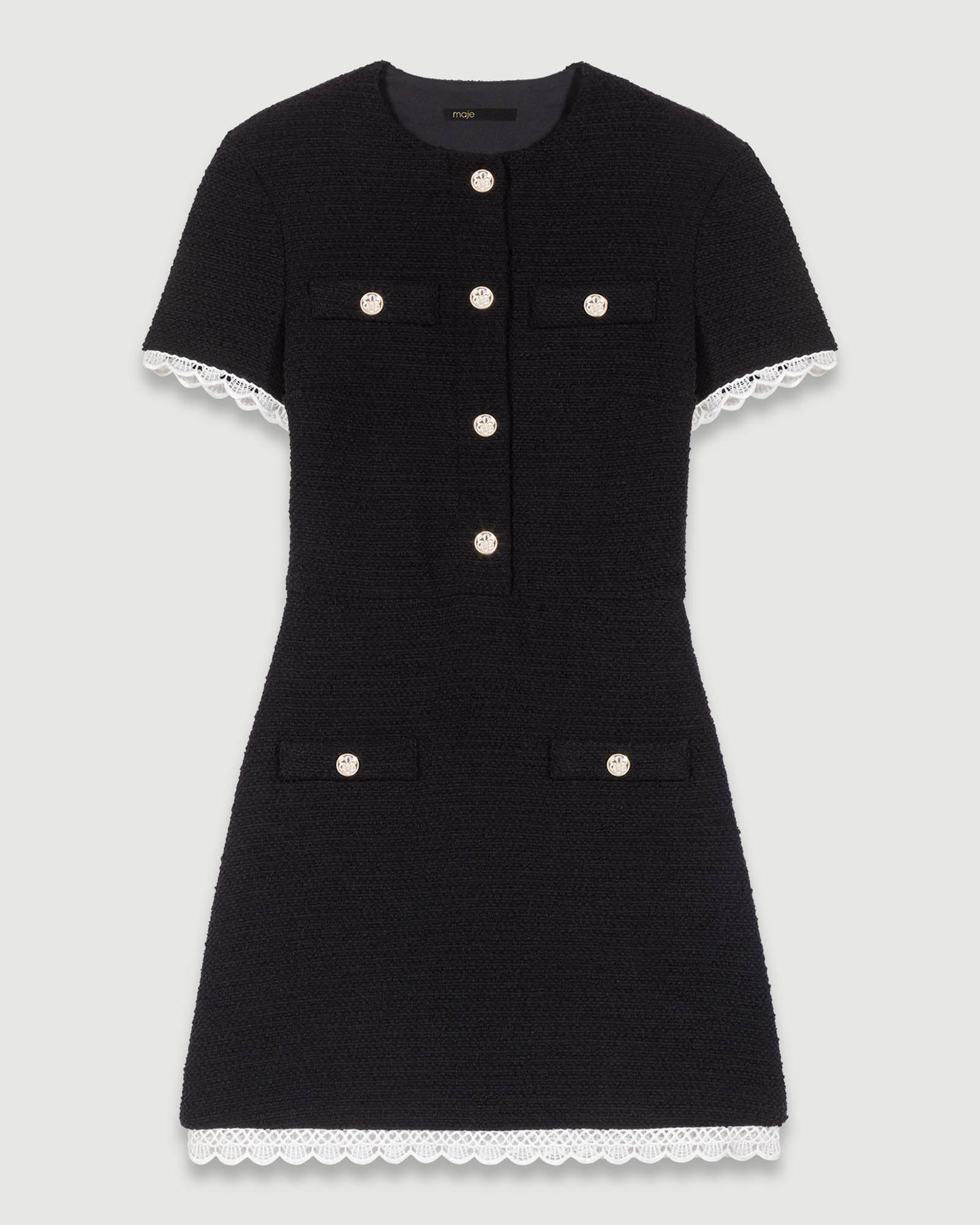Short tweed dress with Trim - Black