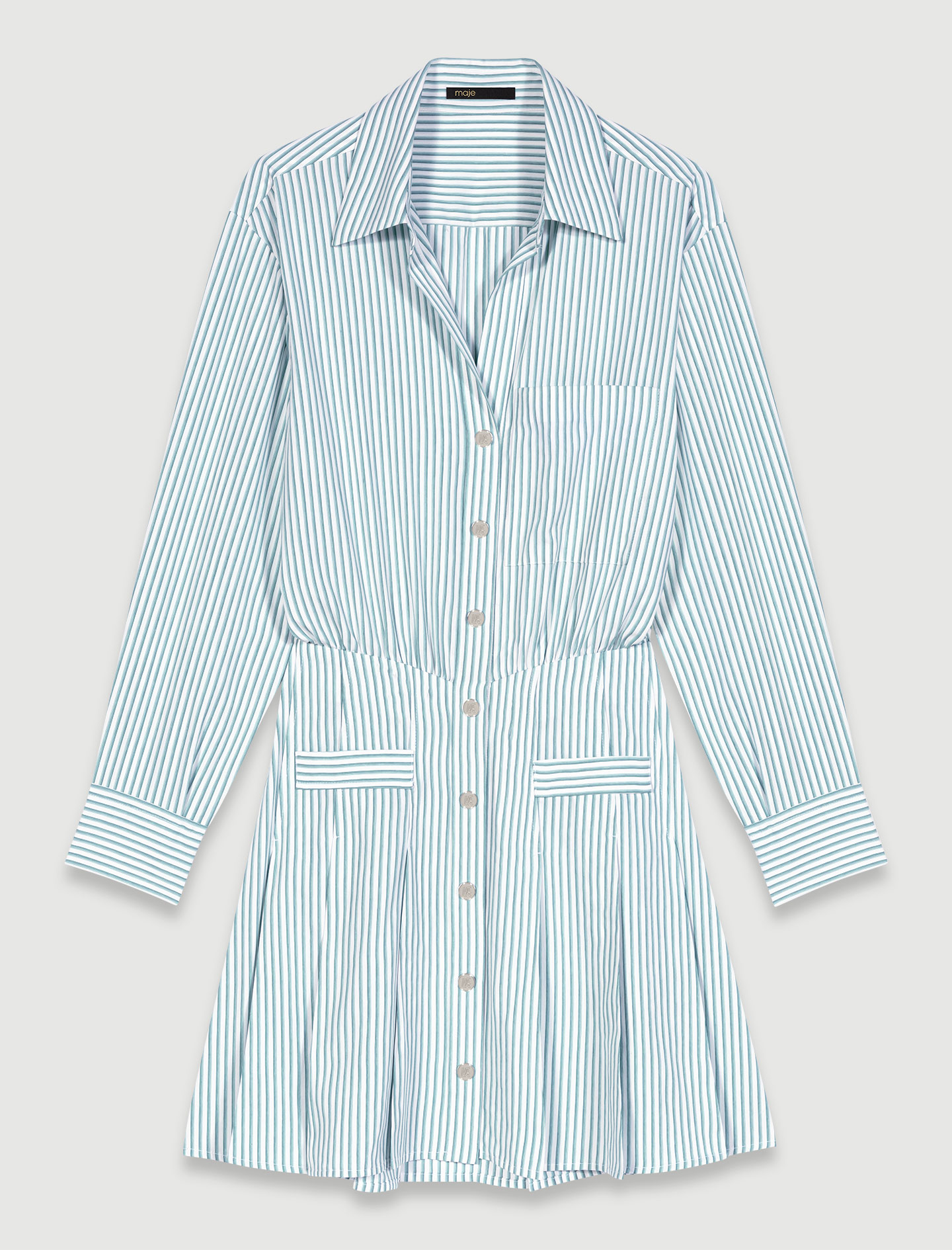 Striped Shirt Dress - Green