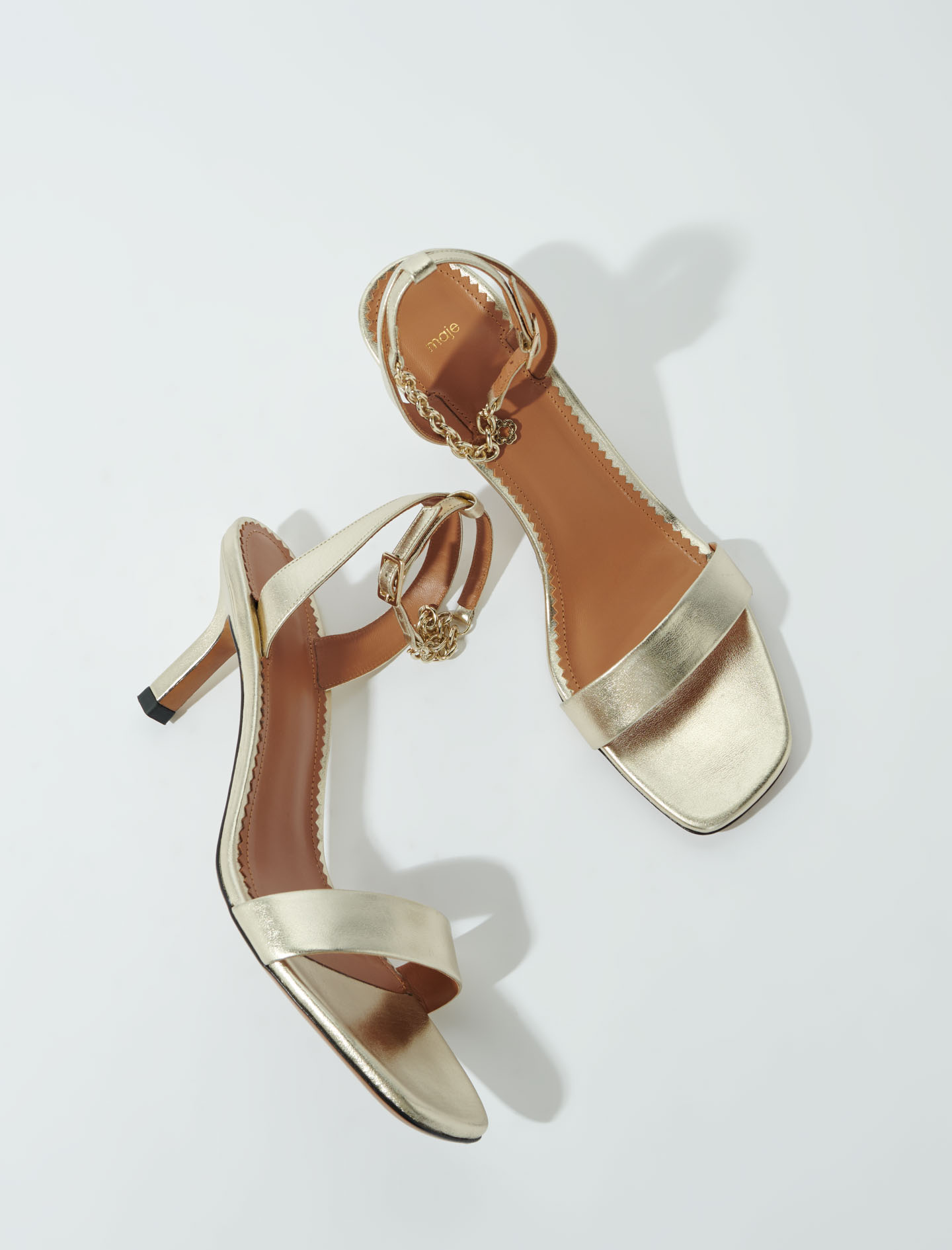 Golden metallic leather sandals - Gold