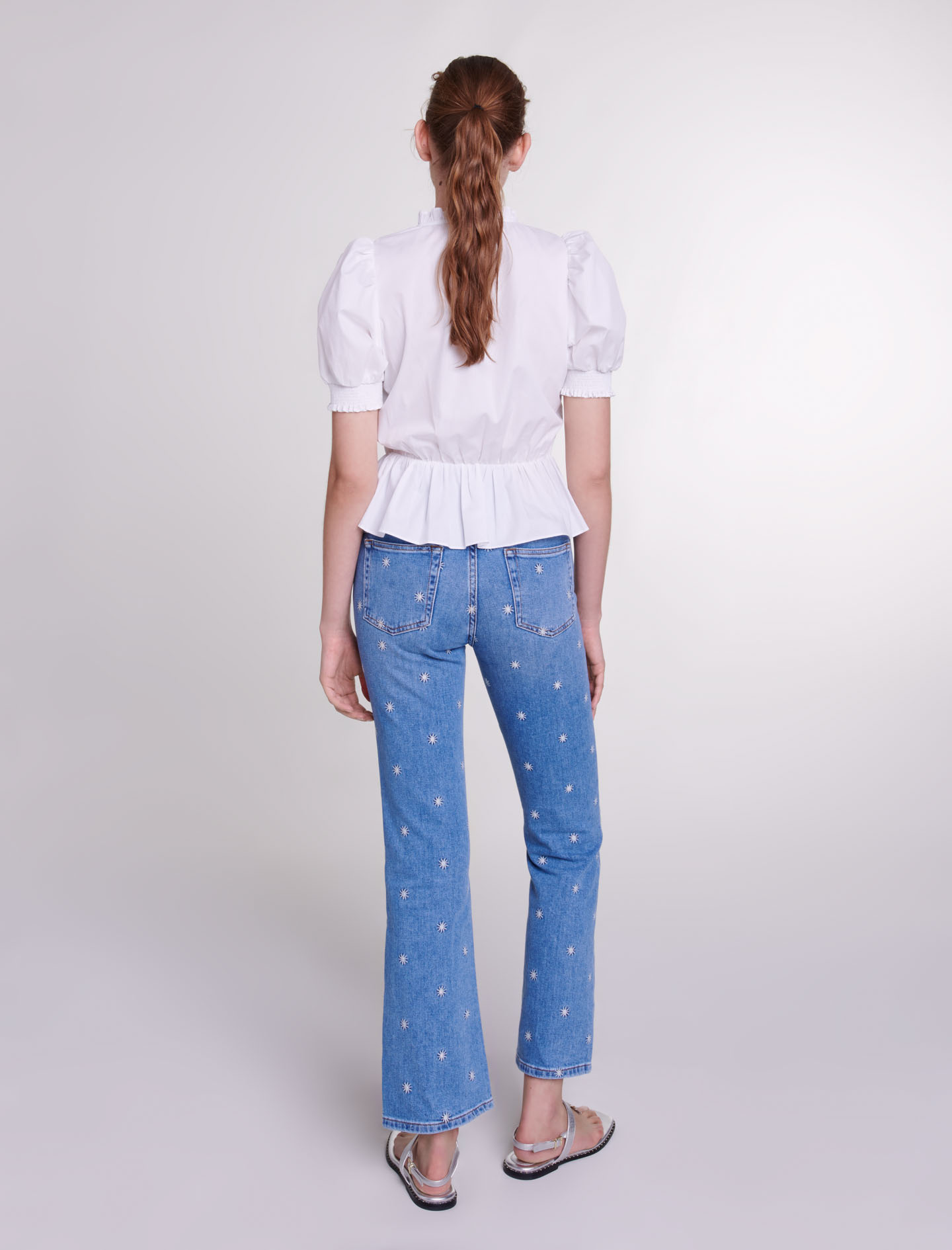 Sun embroidered denim jeans - Blue