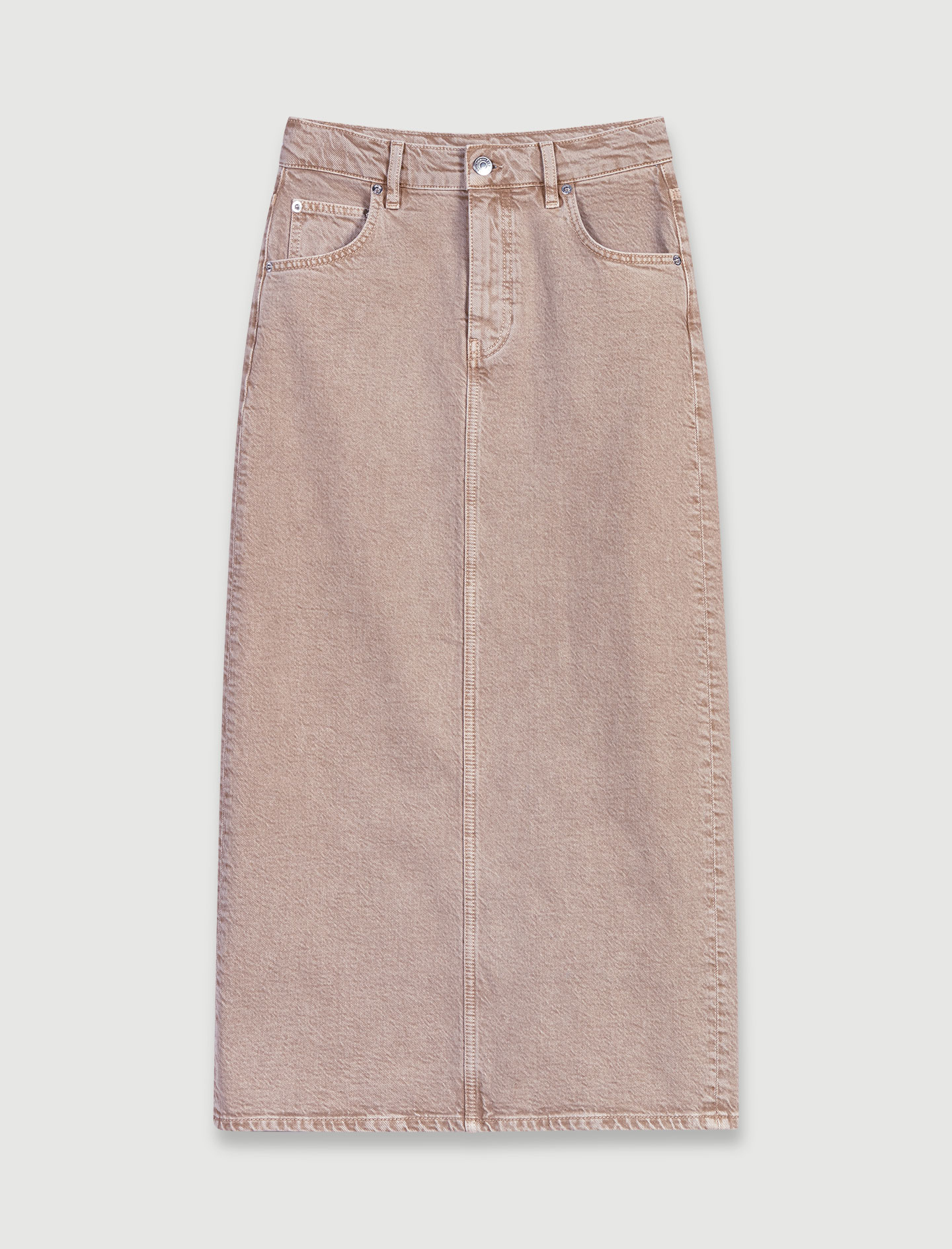 Long denim skirt - Brown