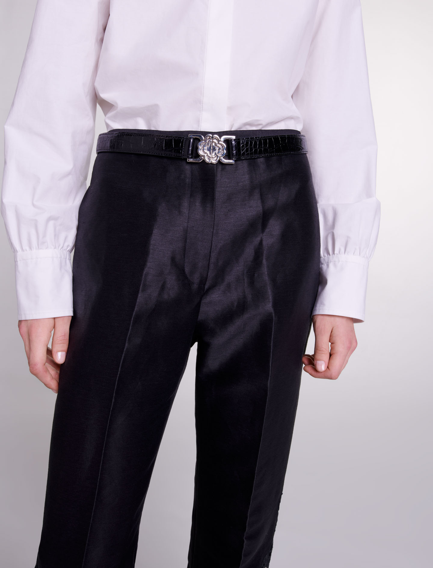 Openwork flared trousers - Black