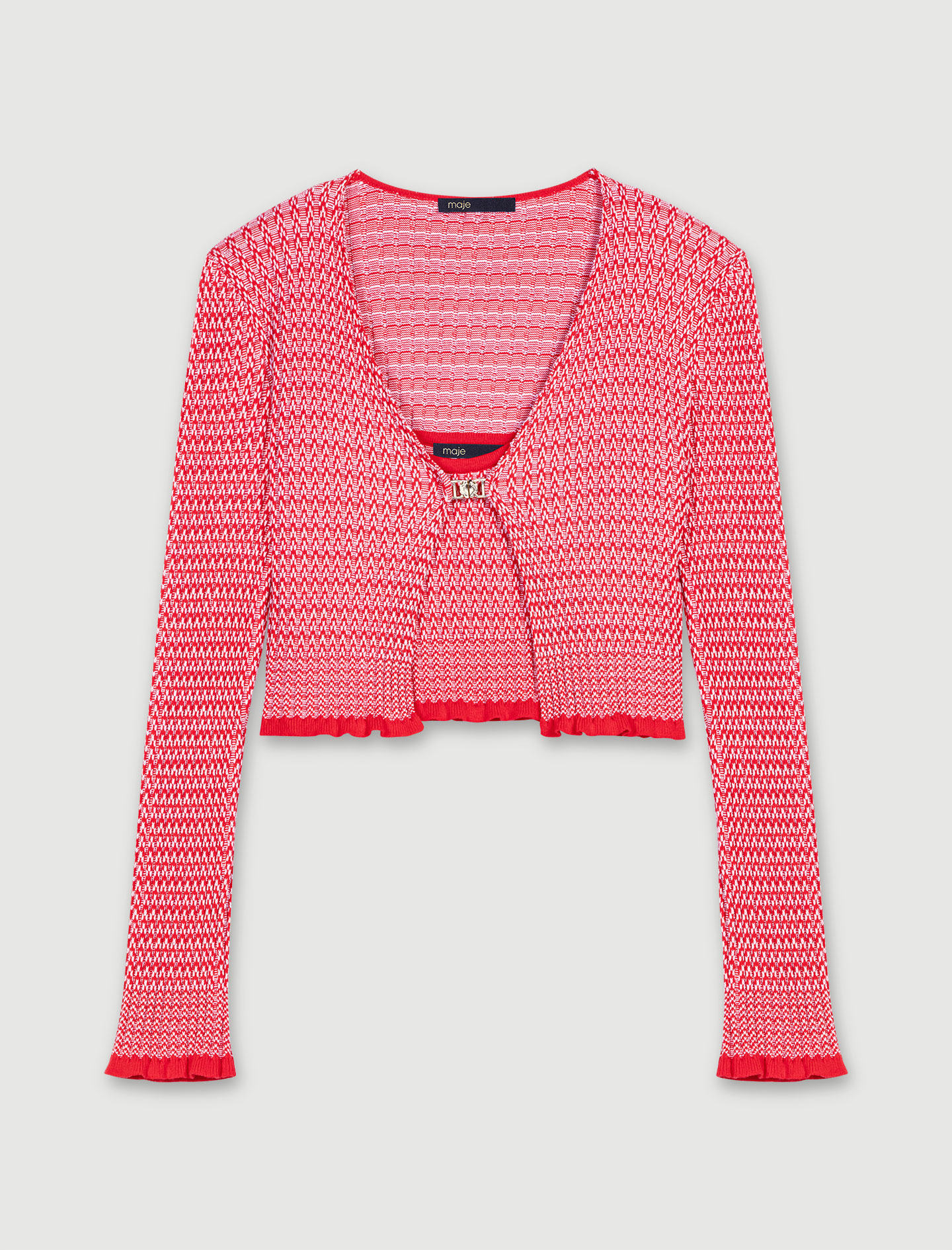 Herringbone knit twin set - Red