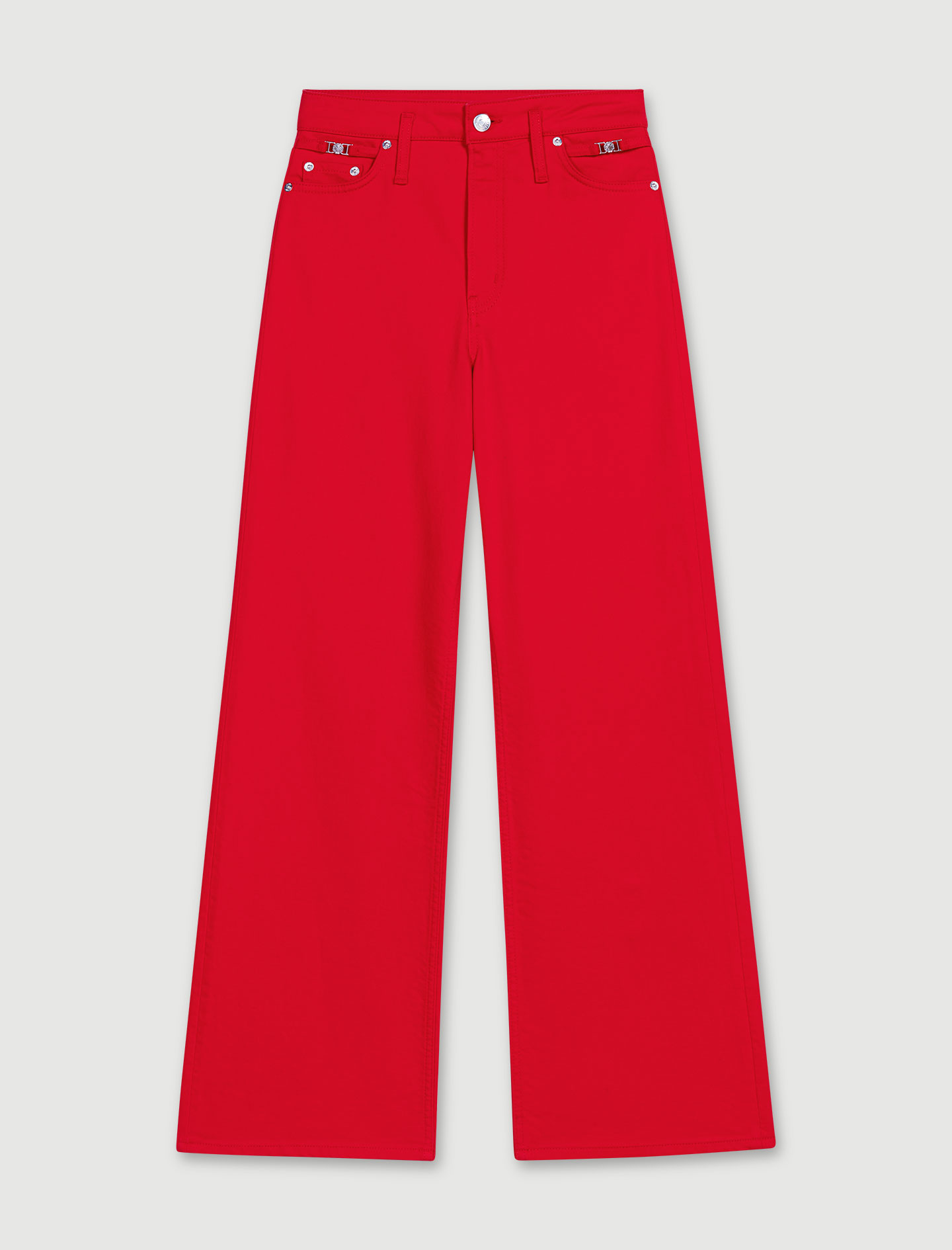 Wide leg denim jeans - Red