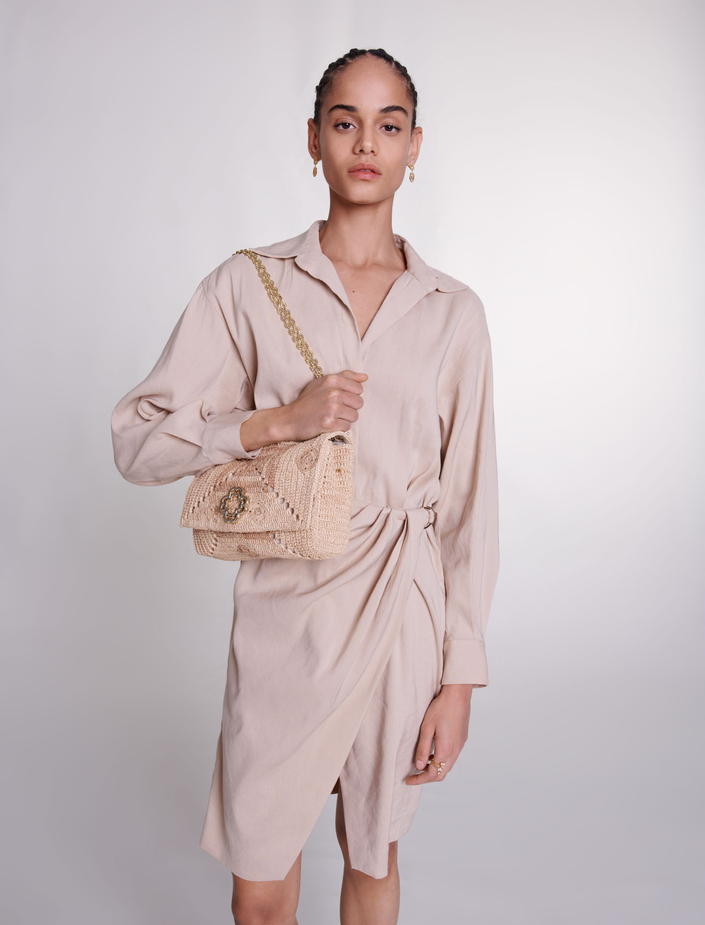 Linen midi dress - Beige