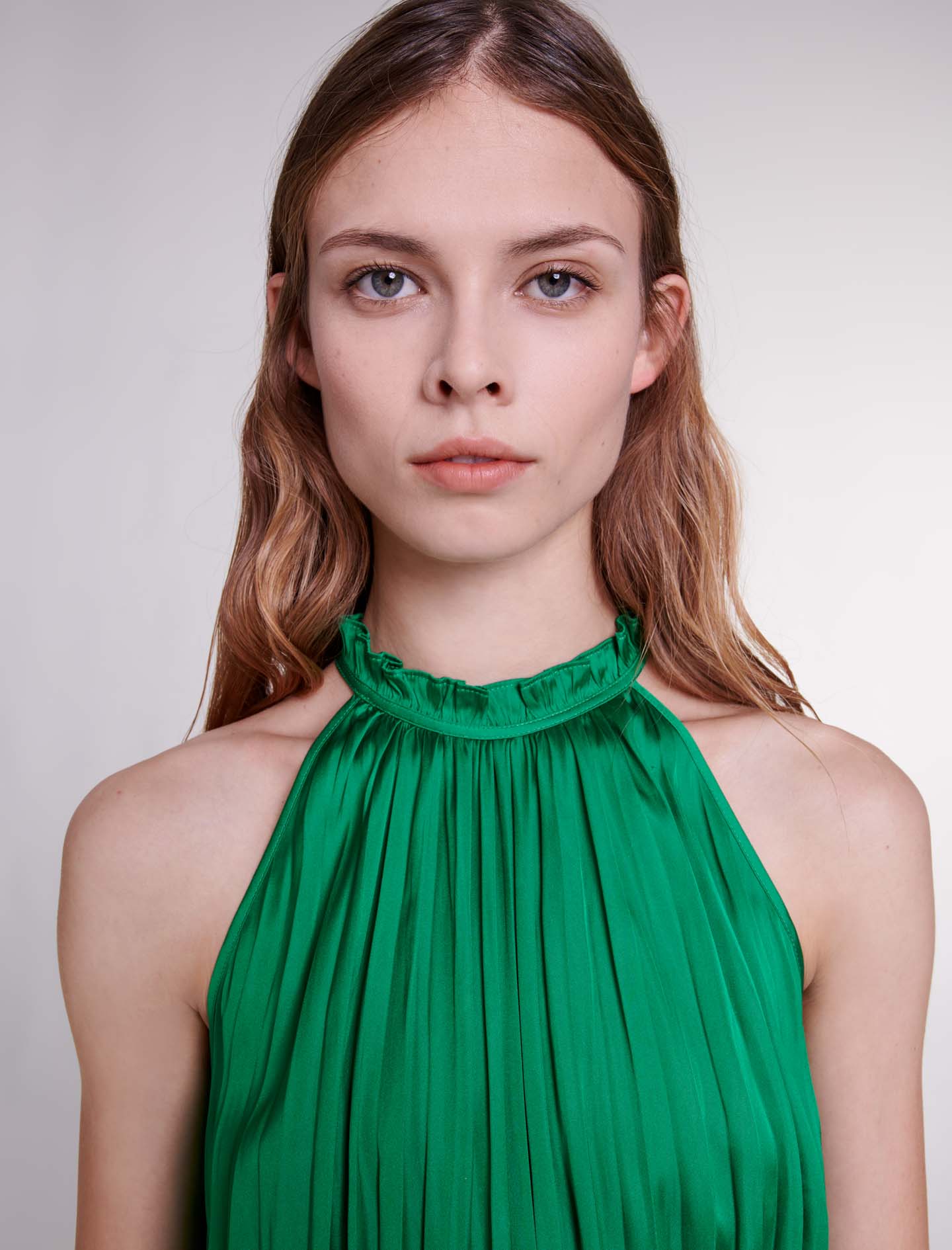 Pleated Satin top - Green