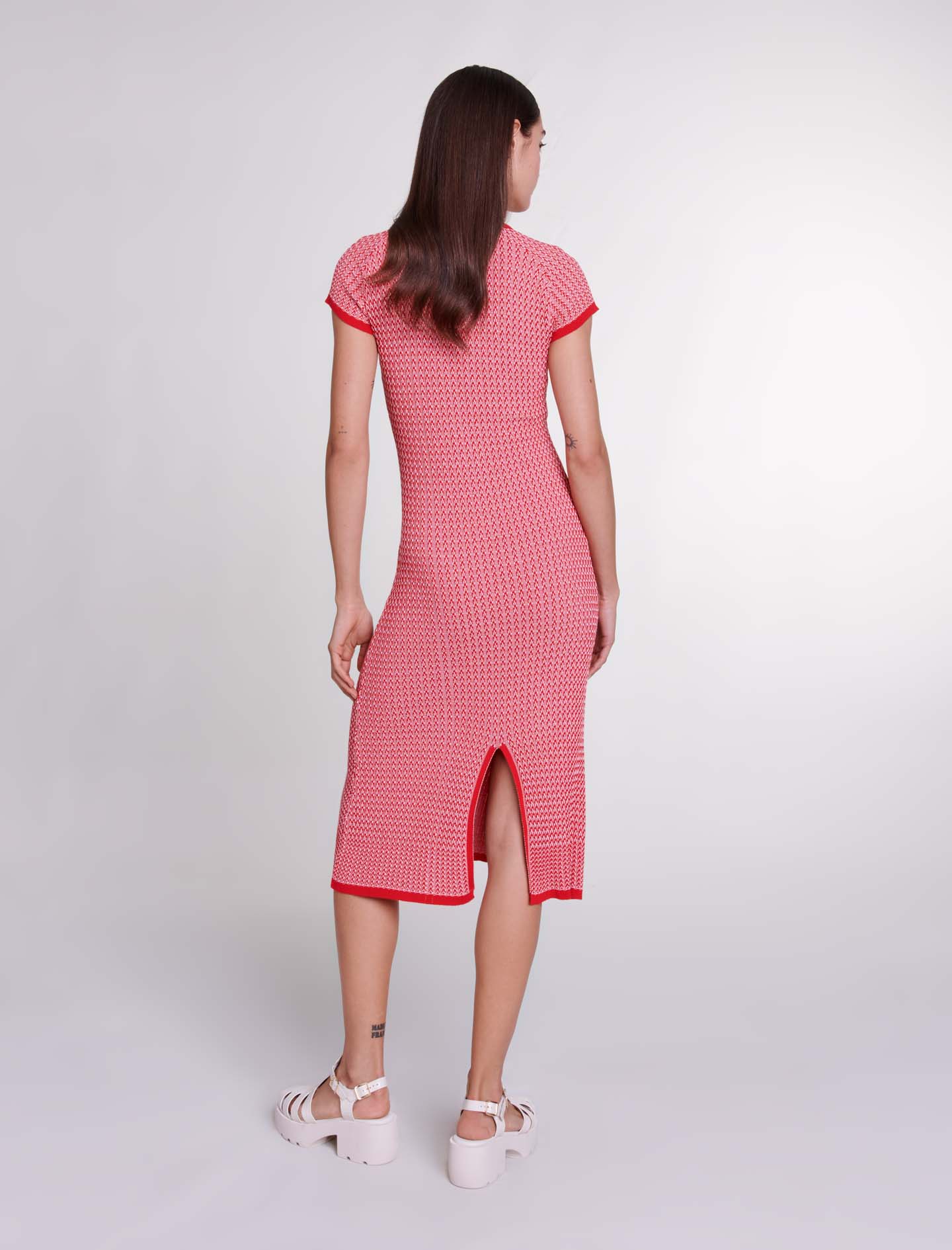 Herringbone knit maxi dress - Red