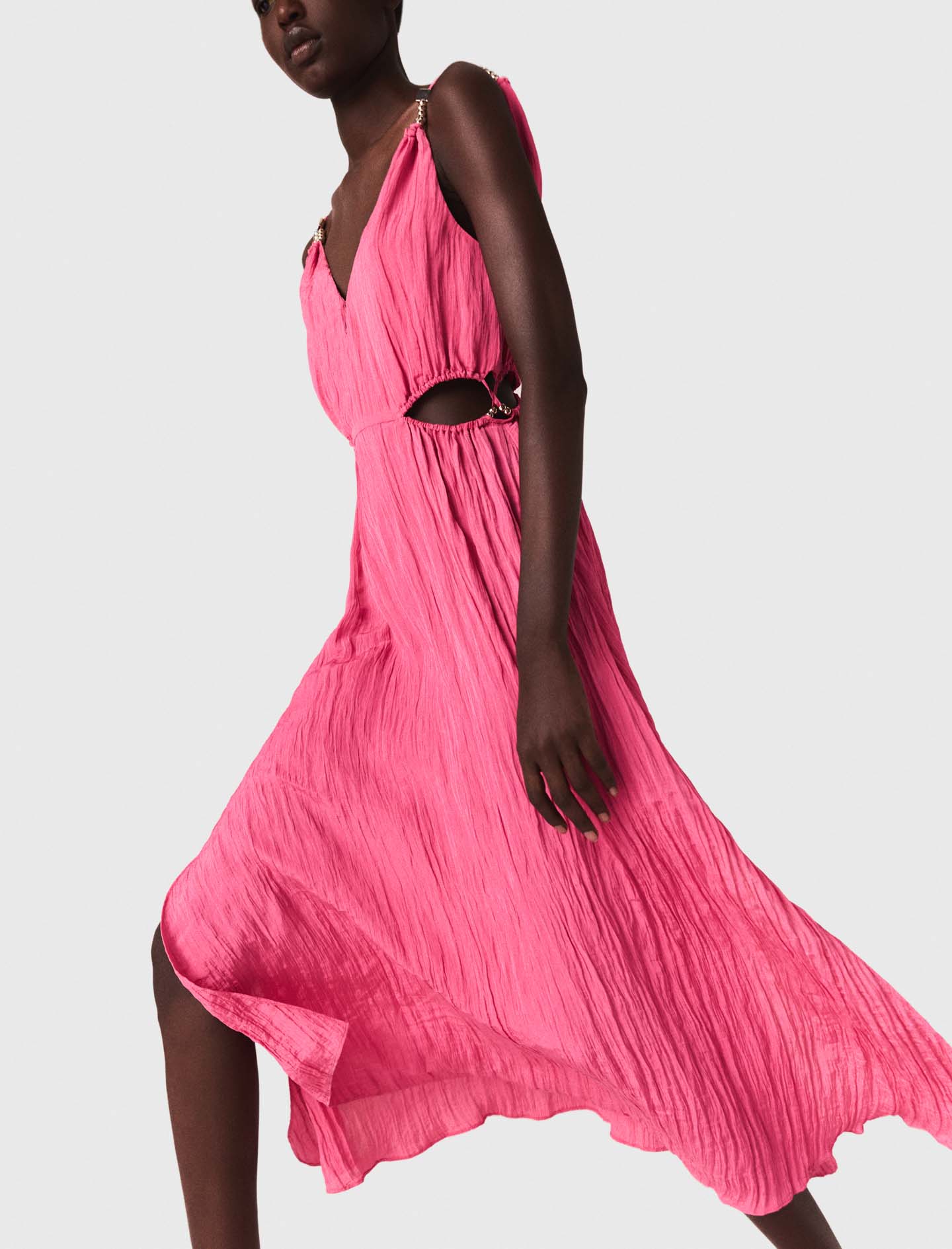 Openwork midi dress - Pink