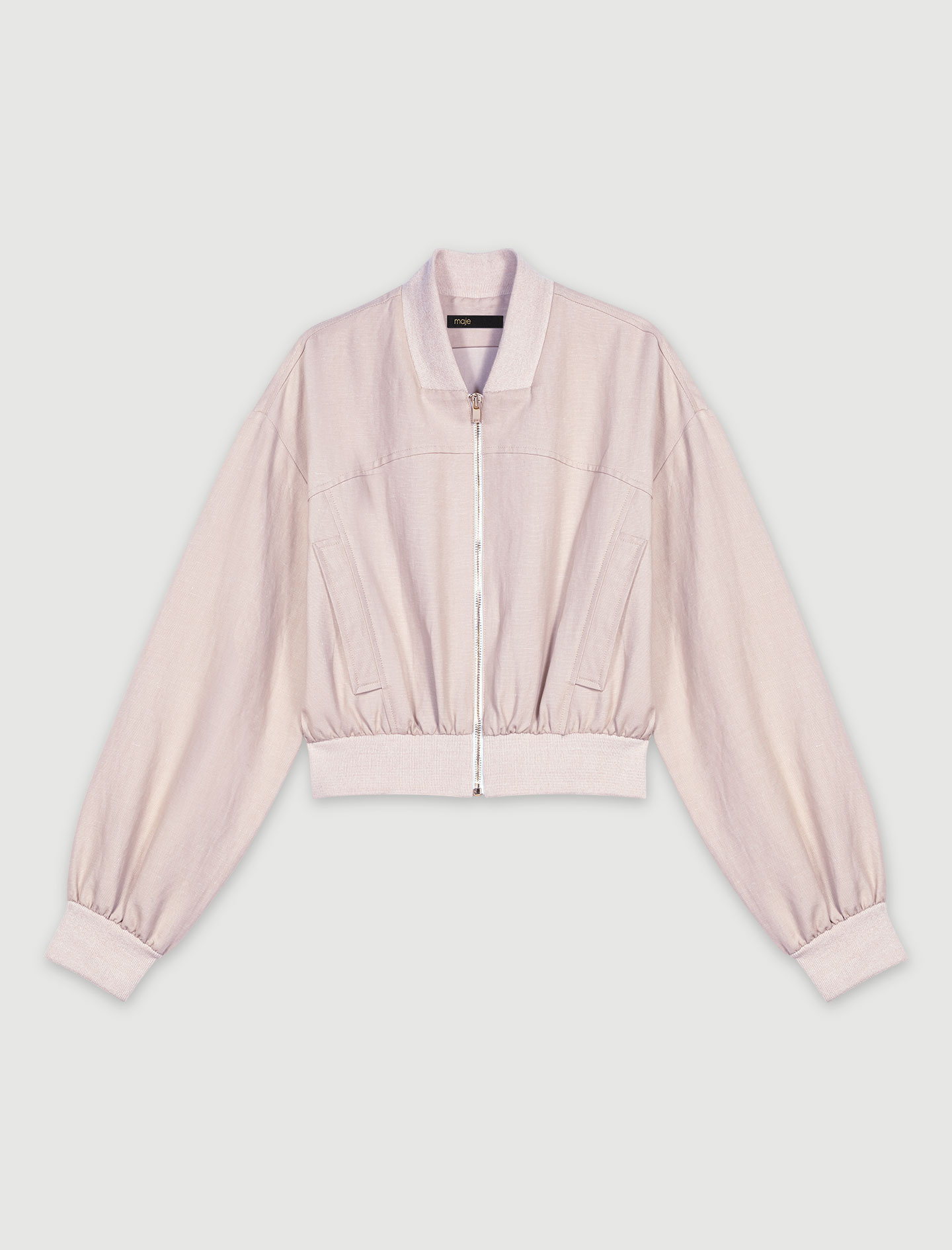 Cropped linen jacket - Beige