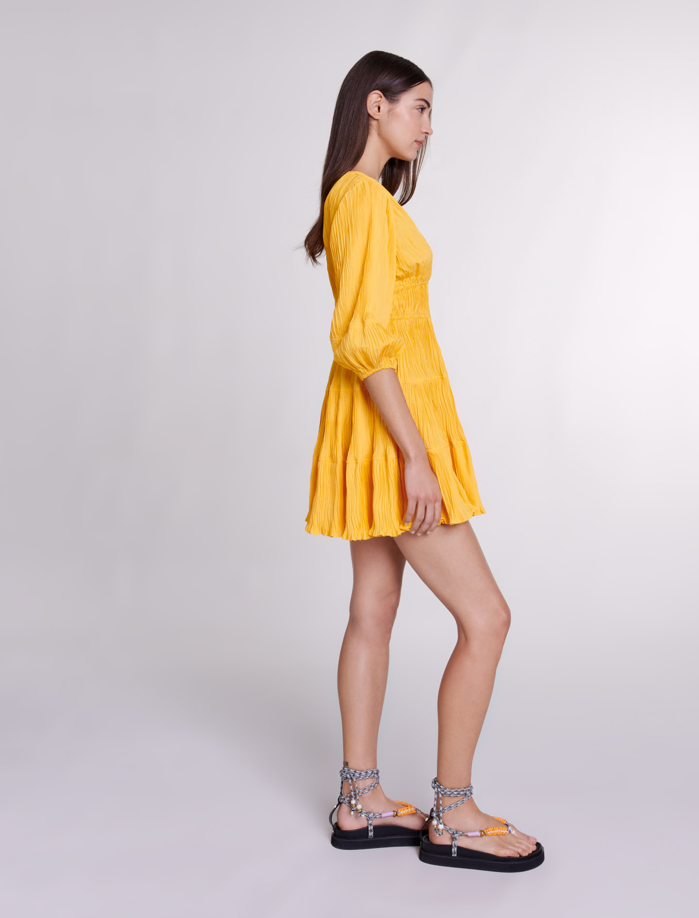 Ruched short dress - Yellow