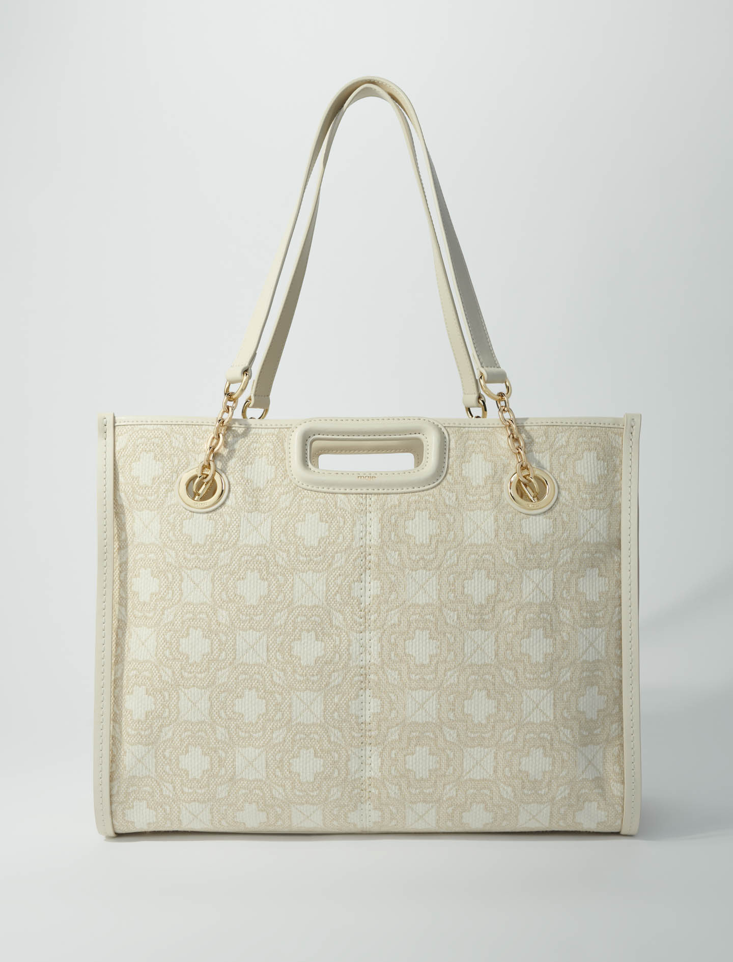 Clover print canvas shopping bag - White