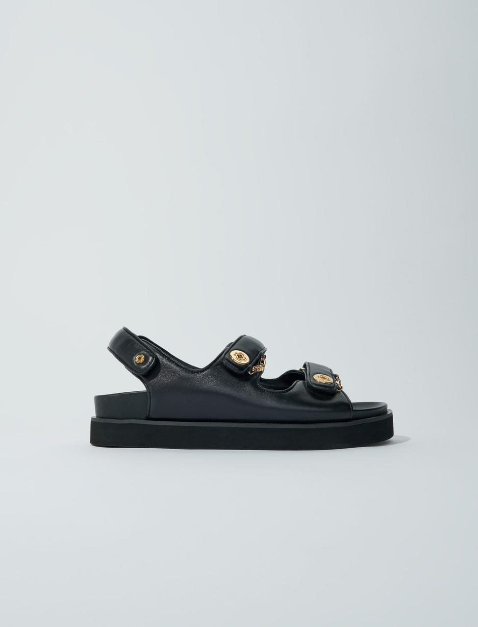 Maje Flat leather Sandals - Black 