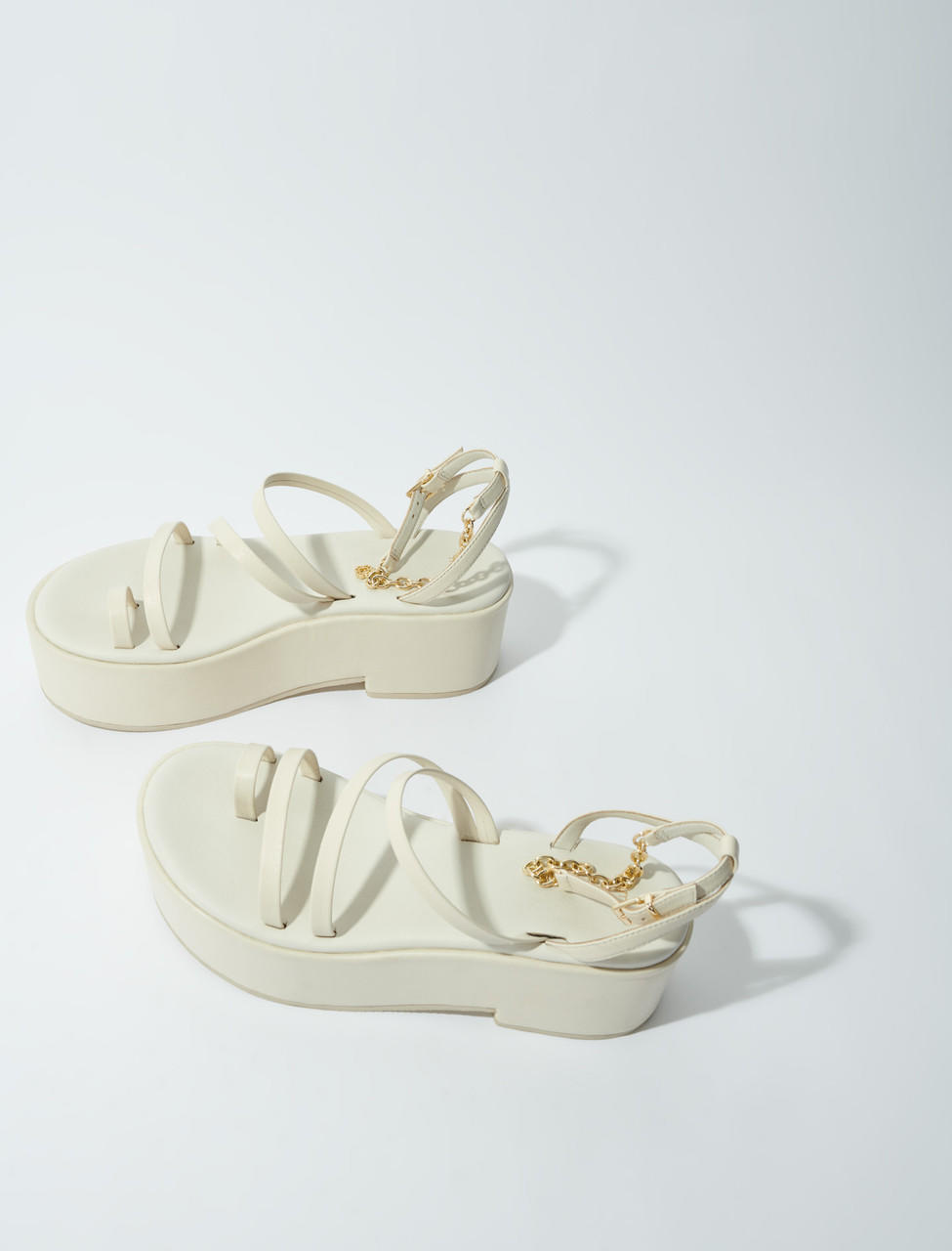 white and gold platform sandals