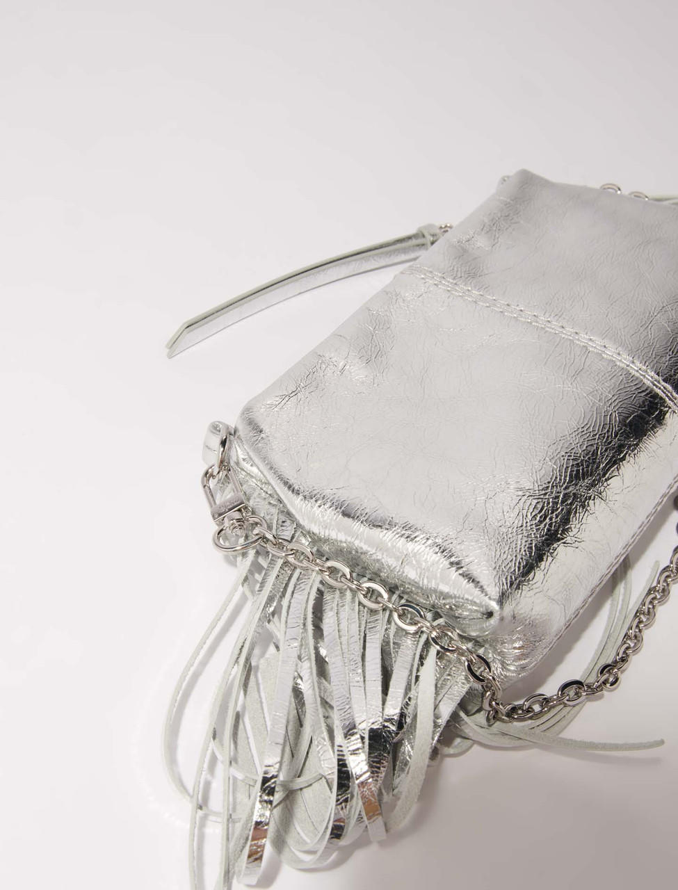 Miss M leather clutch bag Silver | Maje