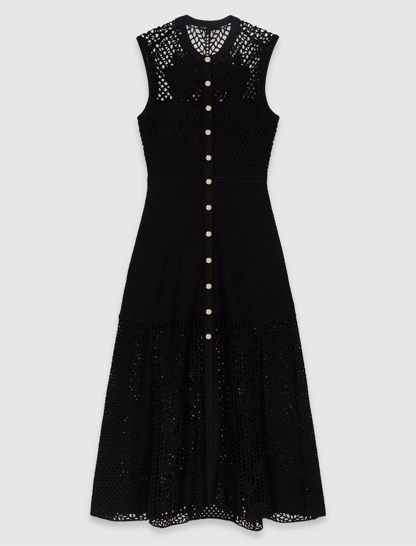Crochet knit maxi dress - Black