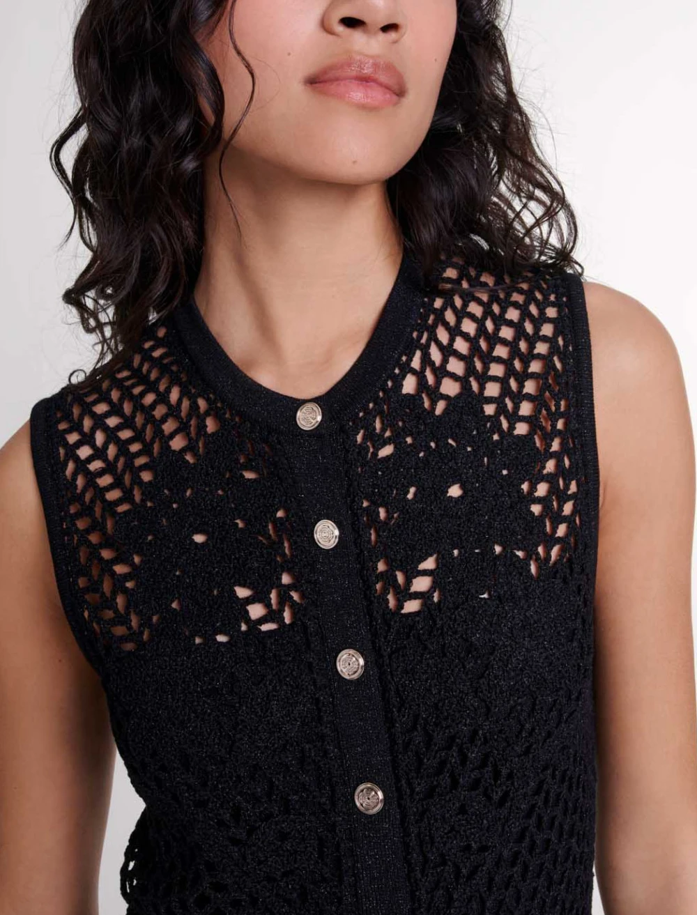 Crochet knit maxi dress - Black