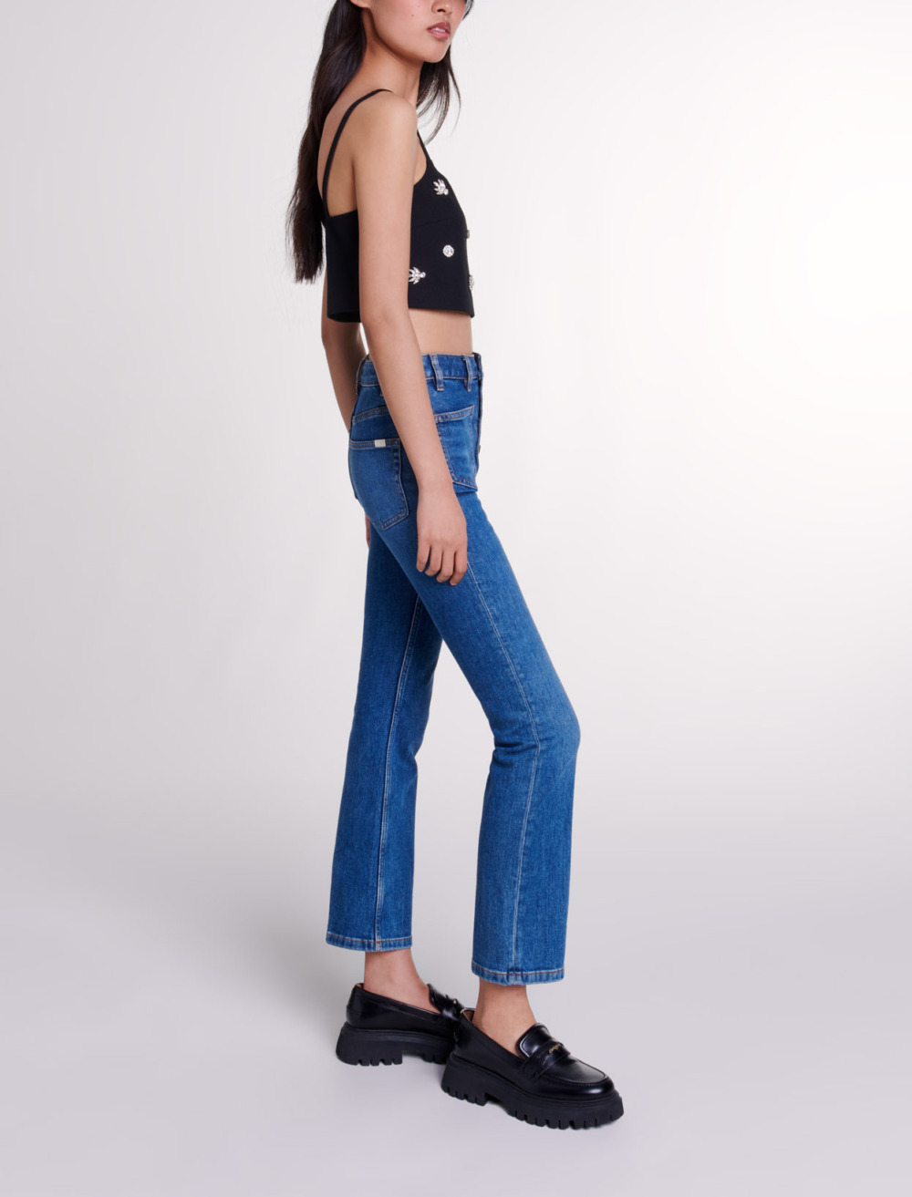 Diamanté crop top - Black