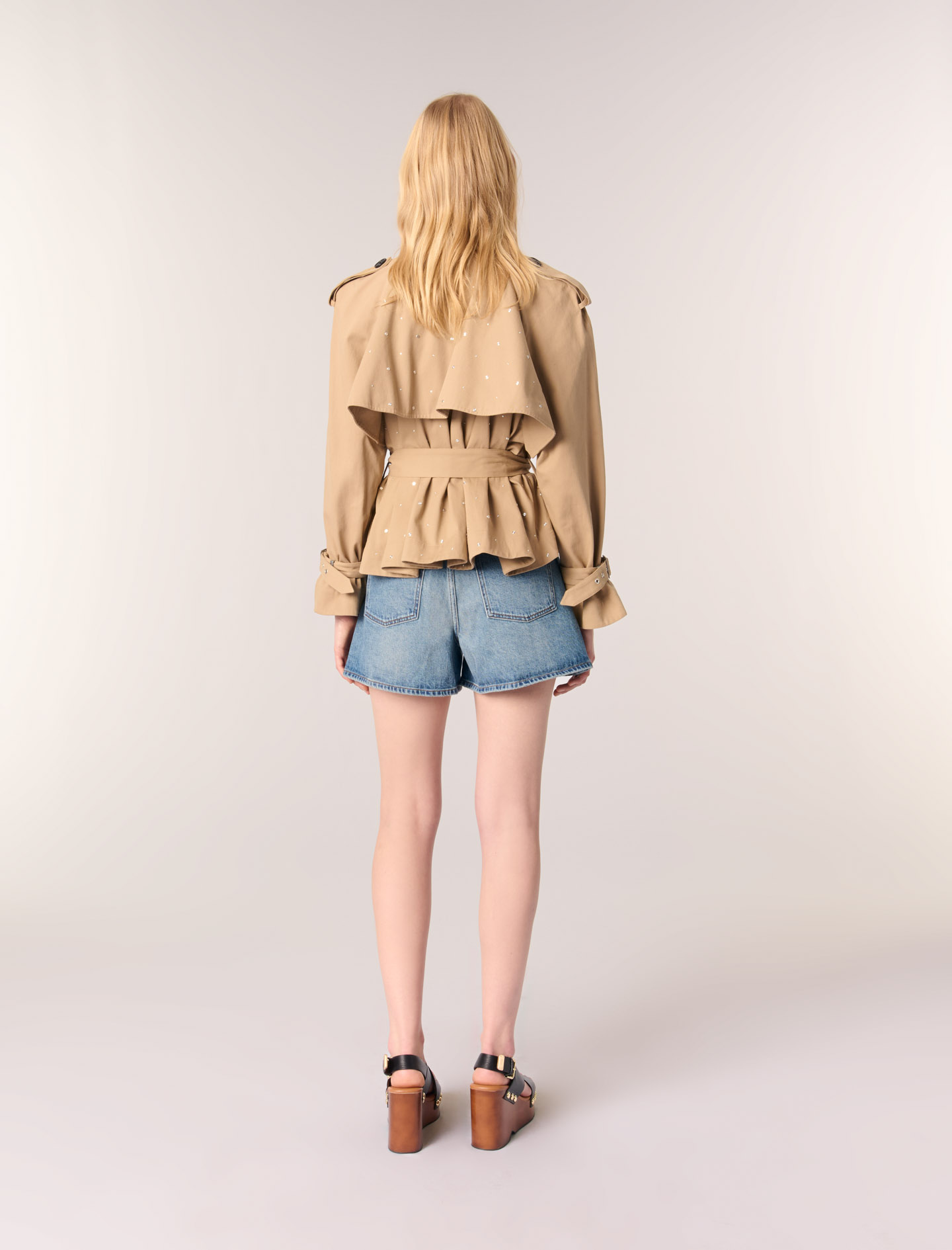 Short studded trench coat Beige | Maje