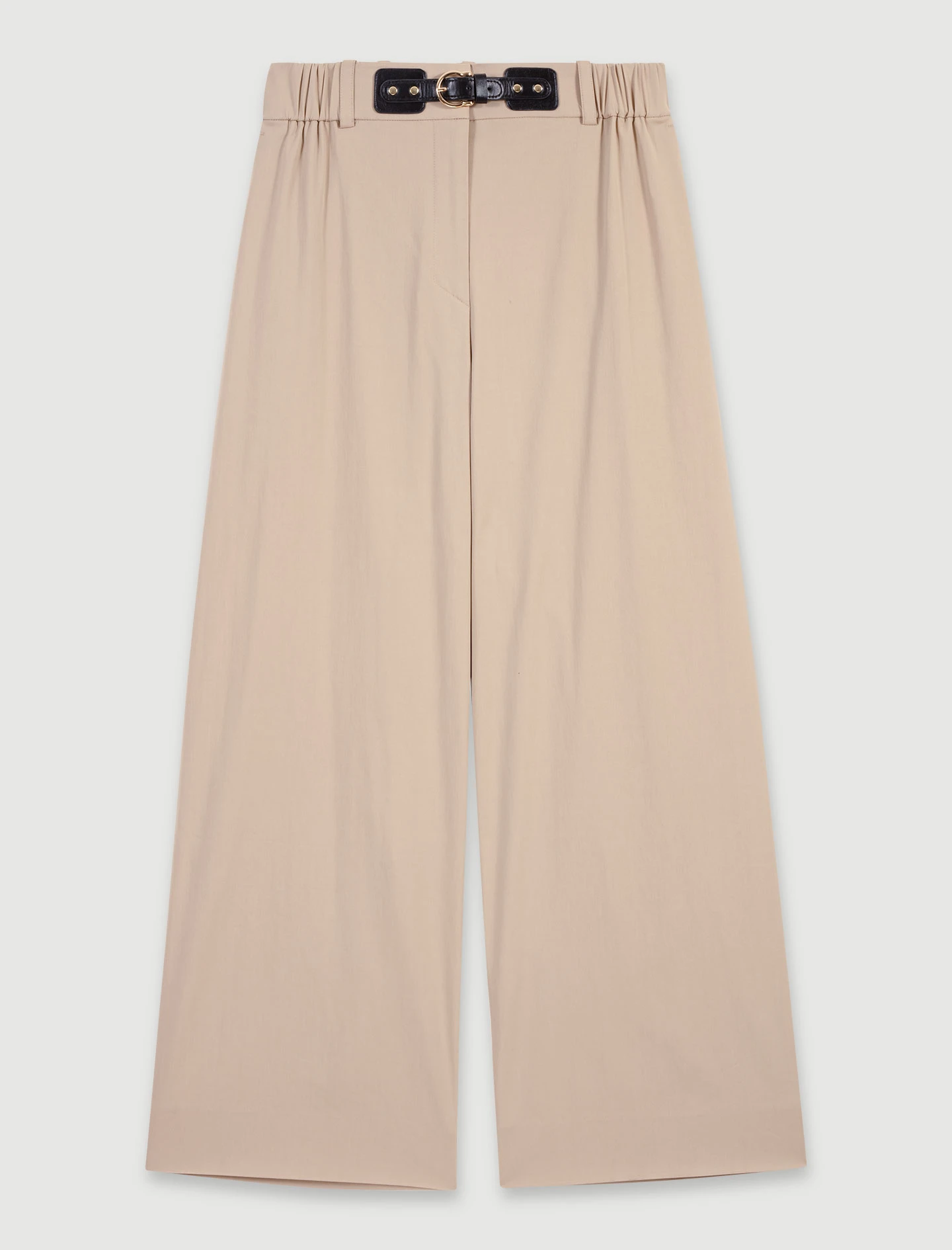 Wide leg cotton trousers - Beige