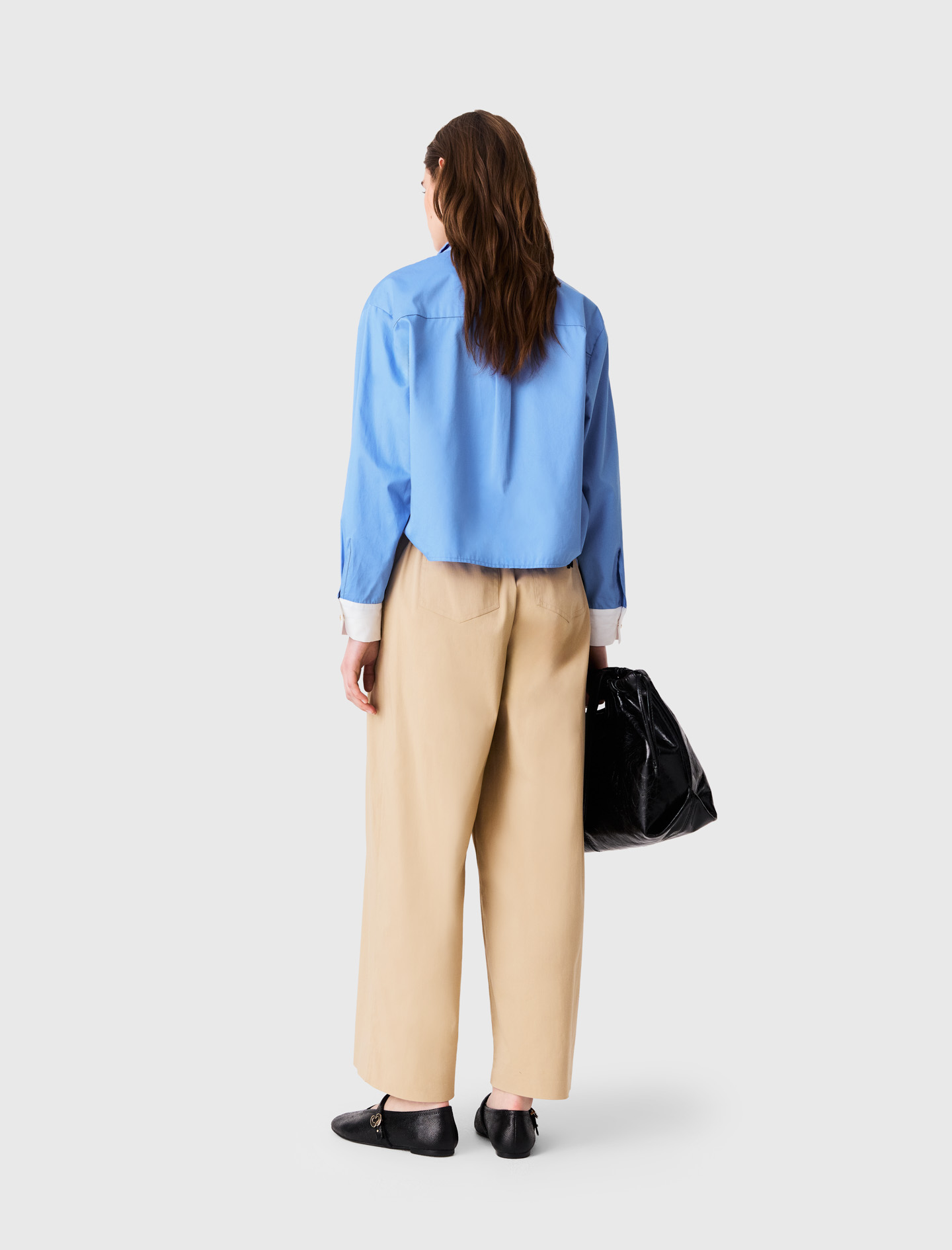 Wide leg cotton trousers - Beige