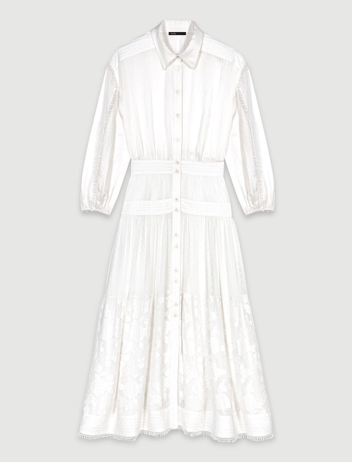Cotton patchwork maxi dress - Ecru