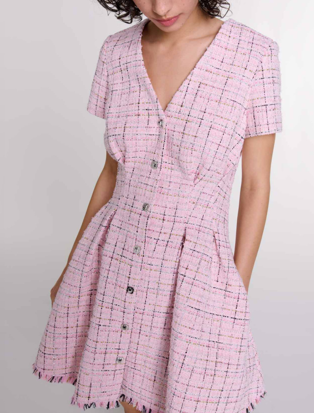 Tweed babydoll dress - Pink