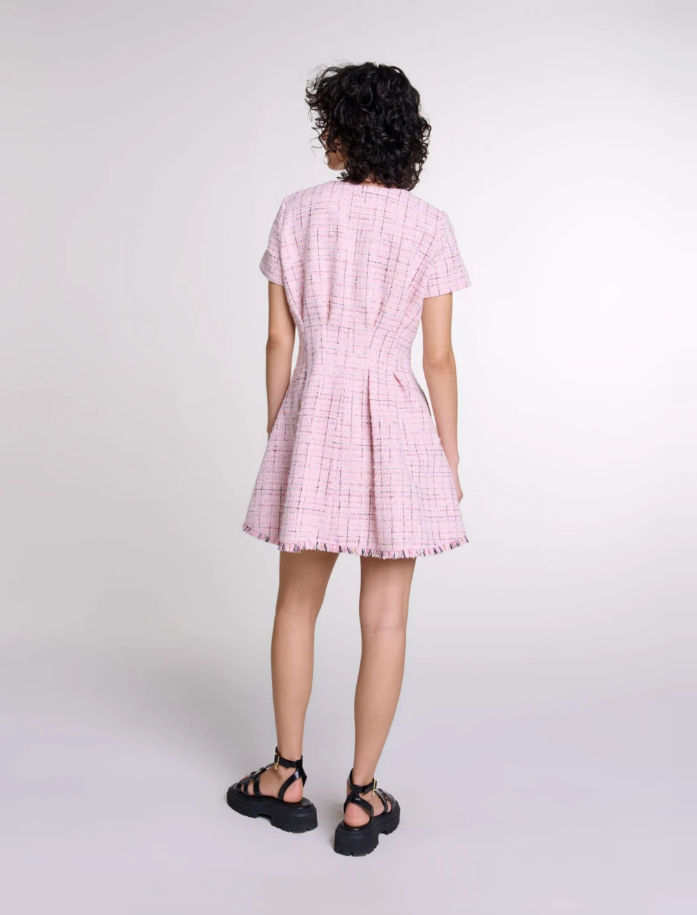 Tweed babydoll dress - Pink