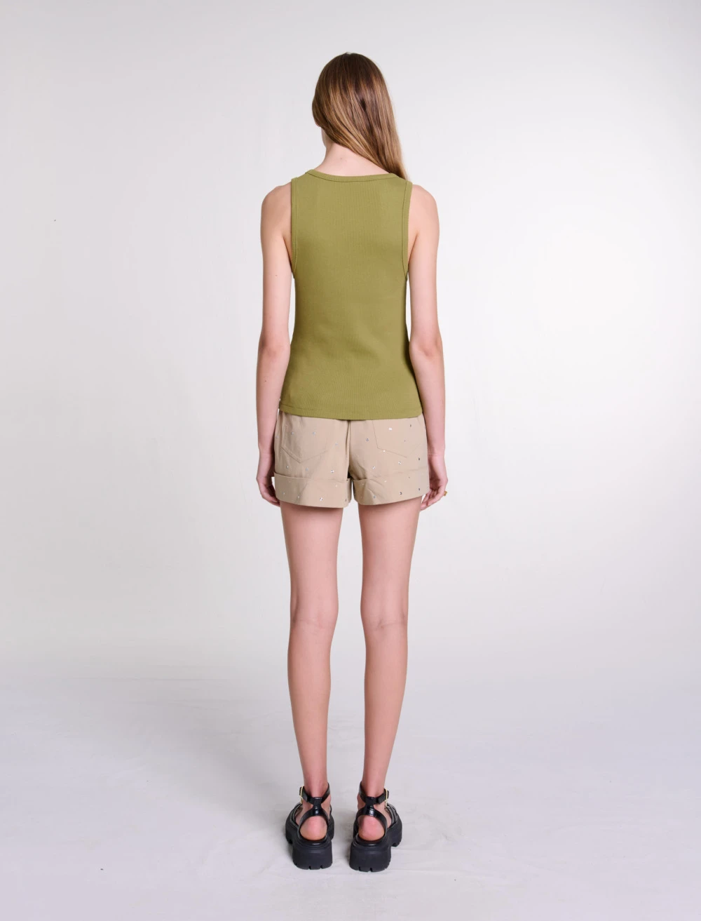 Ribbed vest top - Khaki