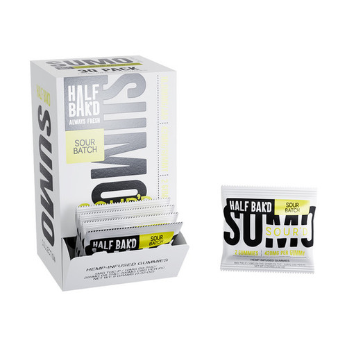 Half Bak'D SUMO SOUR'D THCP + D8 + D9 Infused Gummies Display Of 30 (420MG) Half Bak'D SUMO SOUR'D THCP + D8 + D9 Infused Gummies Display Of 30 (420MG)