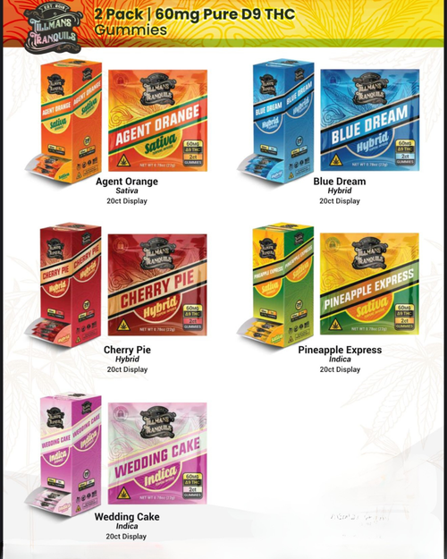Tillman's Tranquils 60mg Delta 9 Gummies 2 count(20 per display)