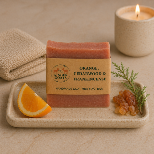 Orange, Cedarwood & Frankincense Goat Milk Soap – Handmade Natural Soap Bar