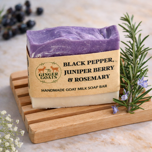 Black Pepper, Juniper Berry & Rosemary Goat Milk Soap – Handmade Natural Soap Bar