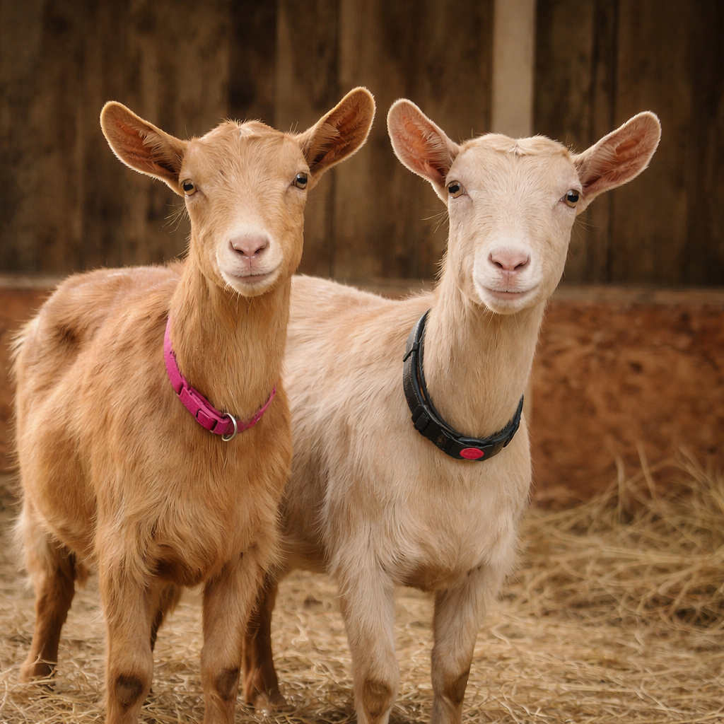 Golden Guernsey Goats on our farm in the goat shed