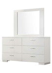 Coaster Felicity 4-Piece Bedroom Set in White; Dresser & Mirror