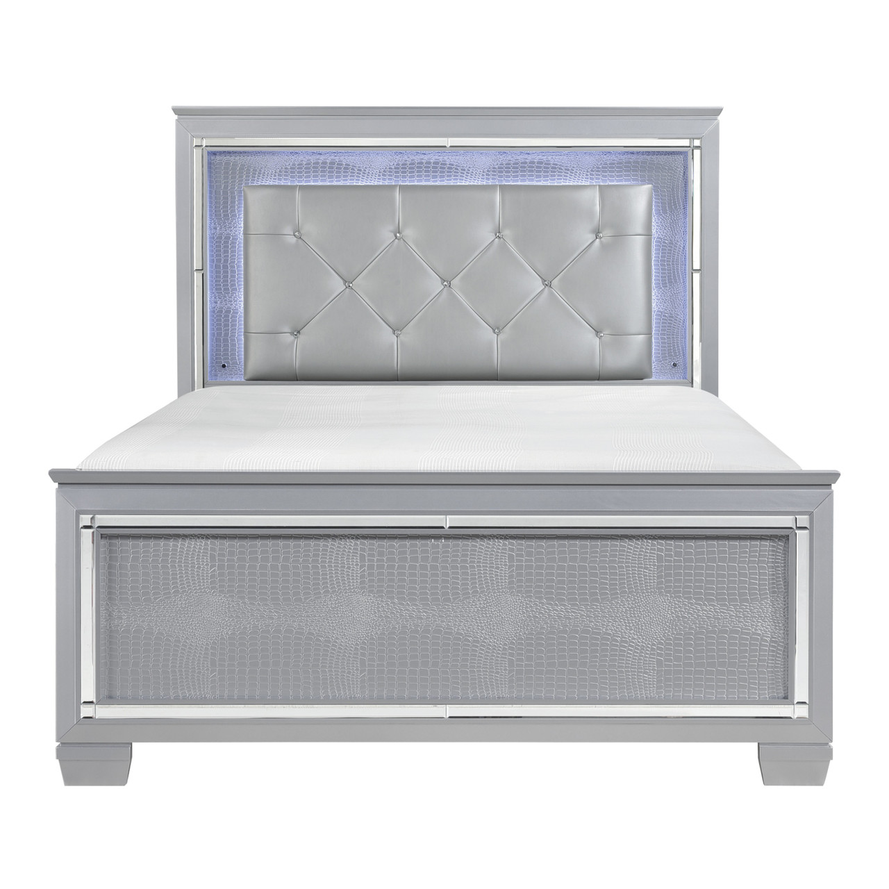 Homelegance Allura Modern Bed Silver with TouchEngaged LED Lighting