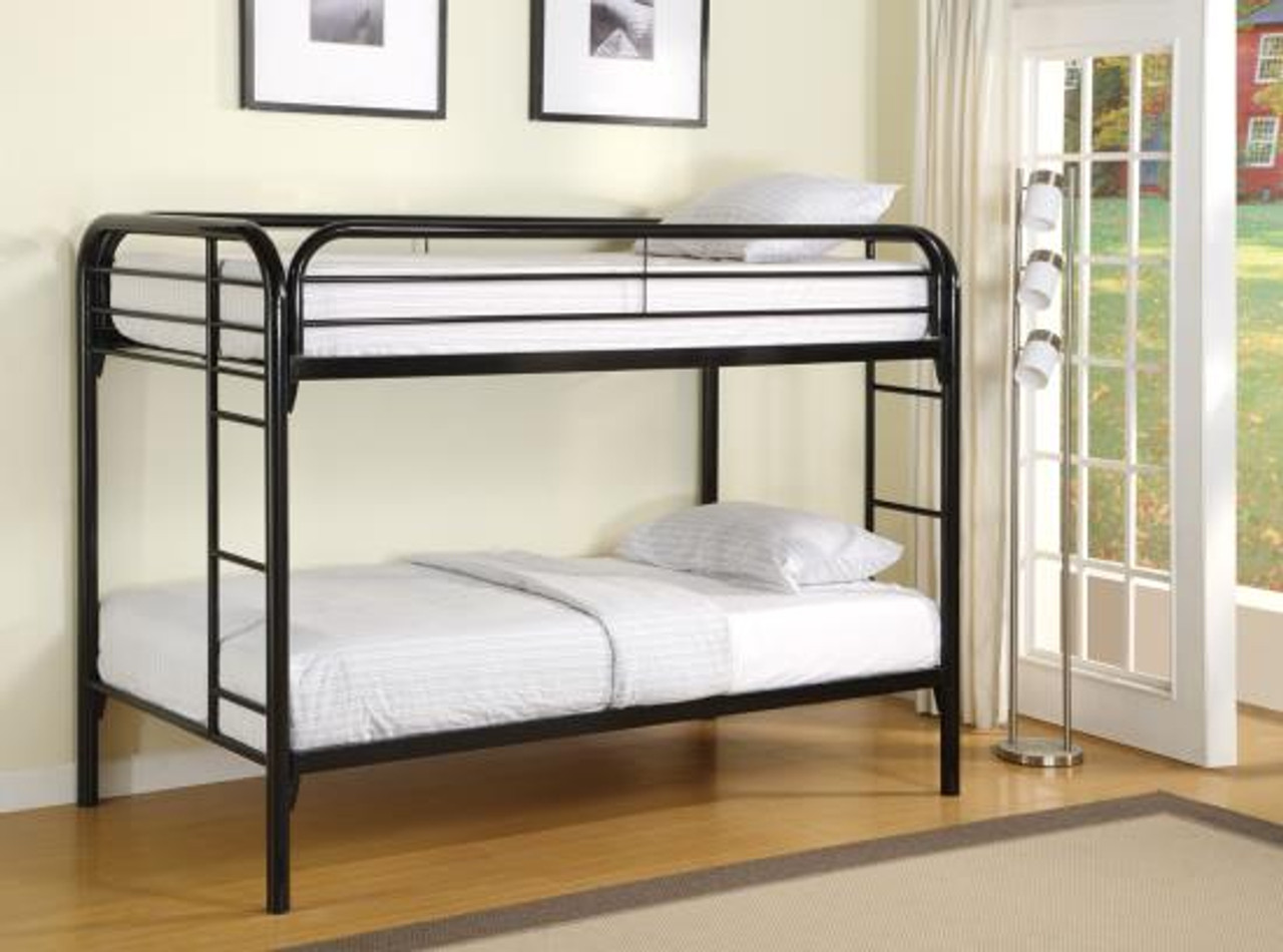 Coaster Fordham Twin Over Twin Bunk Bed with BuiltIn Ladders in Black