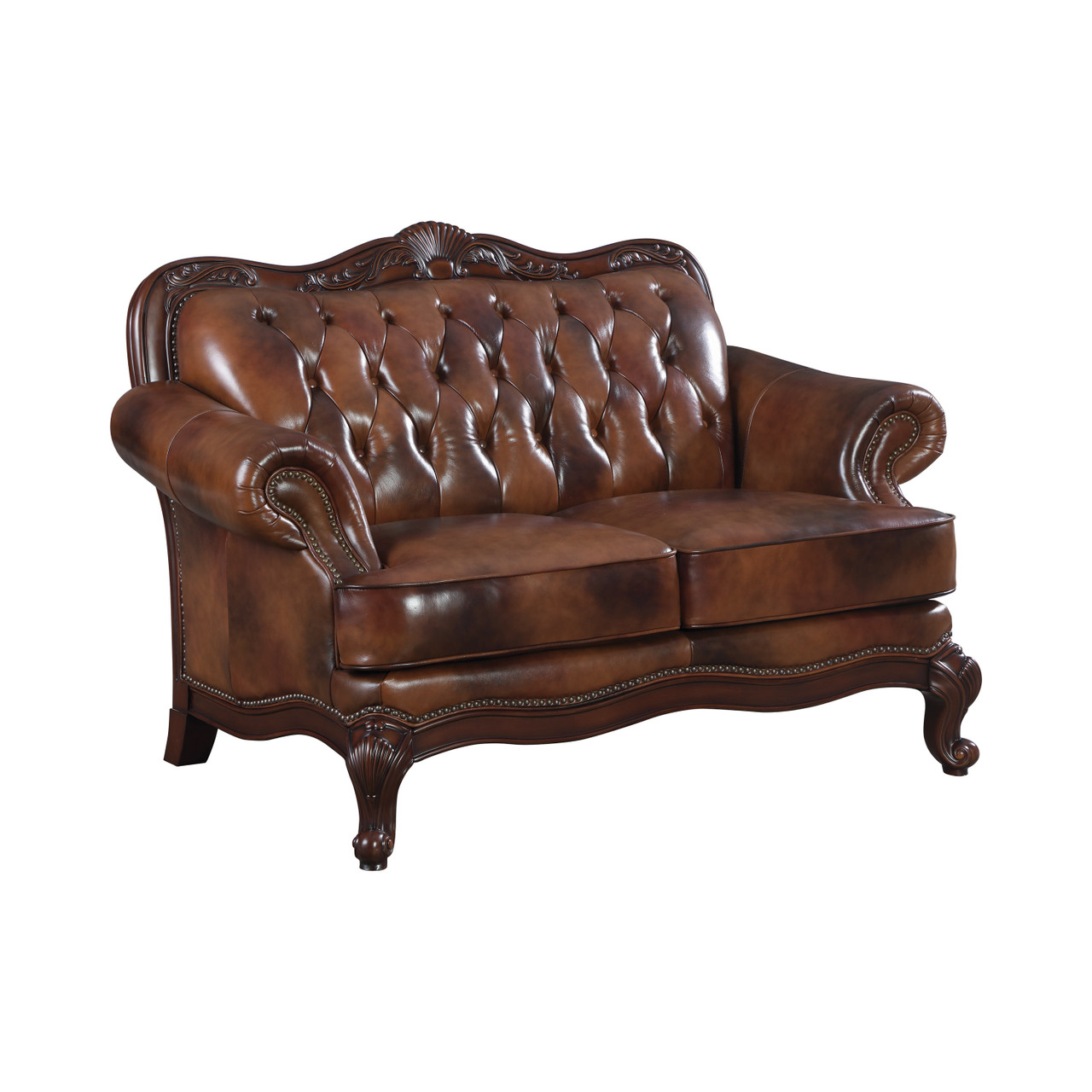 Coaster Victoria Button Tufted Tri Tone Leather Love Seat