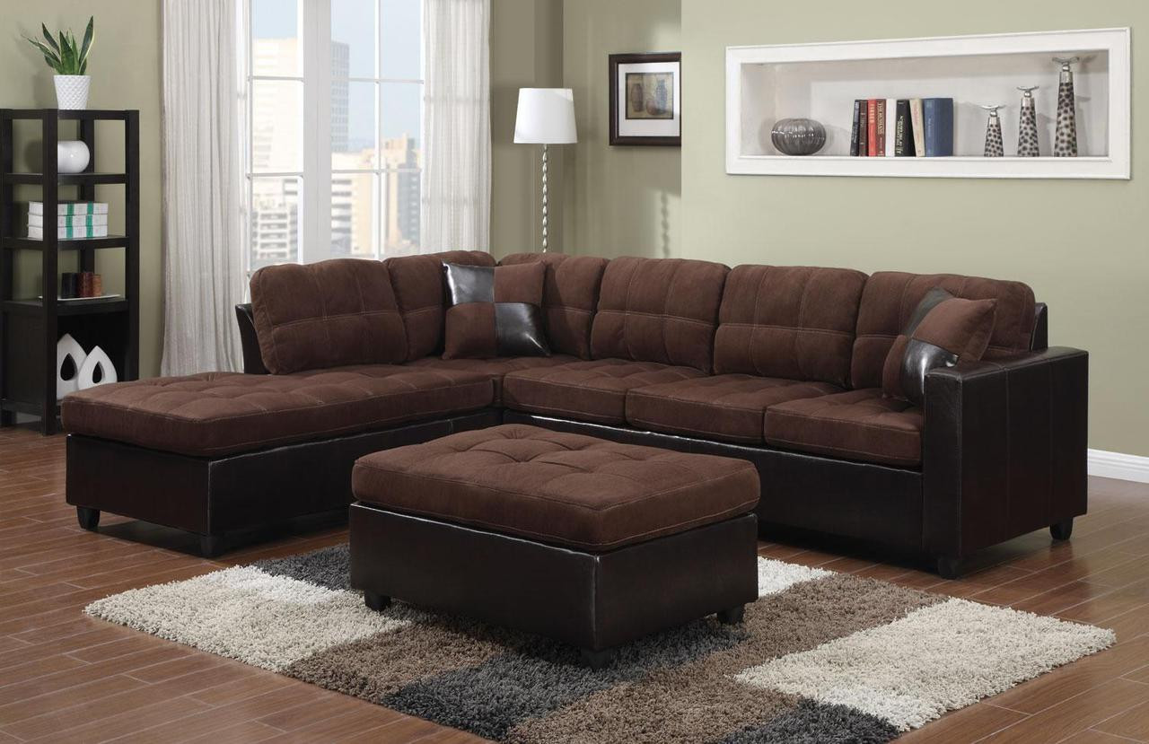 Coaster Mallory Reversible Sectional in Chocolate Brown DealBeds