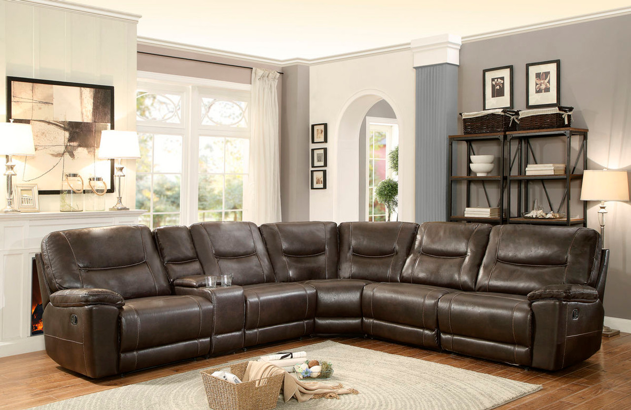 Homelegance Columbus Brown 6 Piece Reclining Sectional Sofa Set