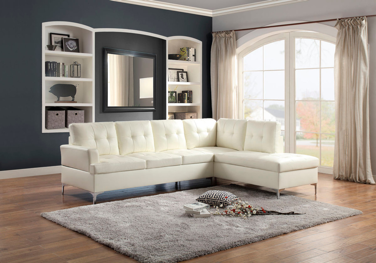 Homelegance Barrington Tufted Sectional Sofa in White DealBeds