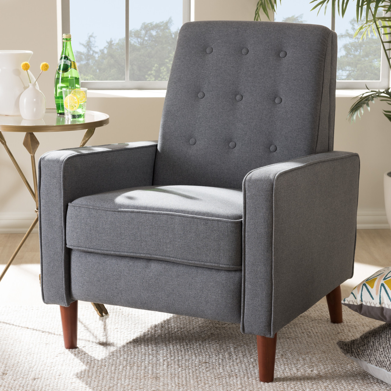 Baxton Studio Mathias Mid century Modern Grey Fabric Upholstered