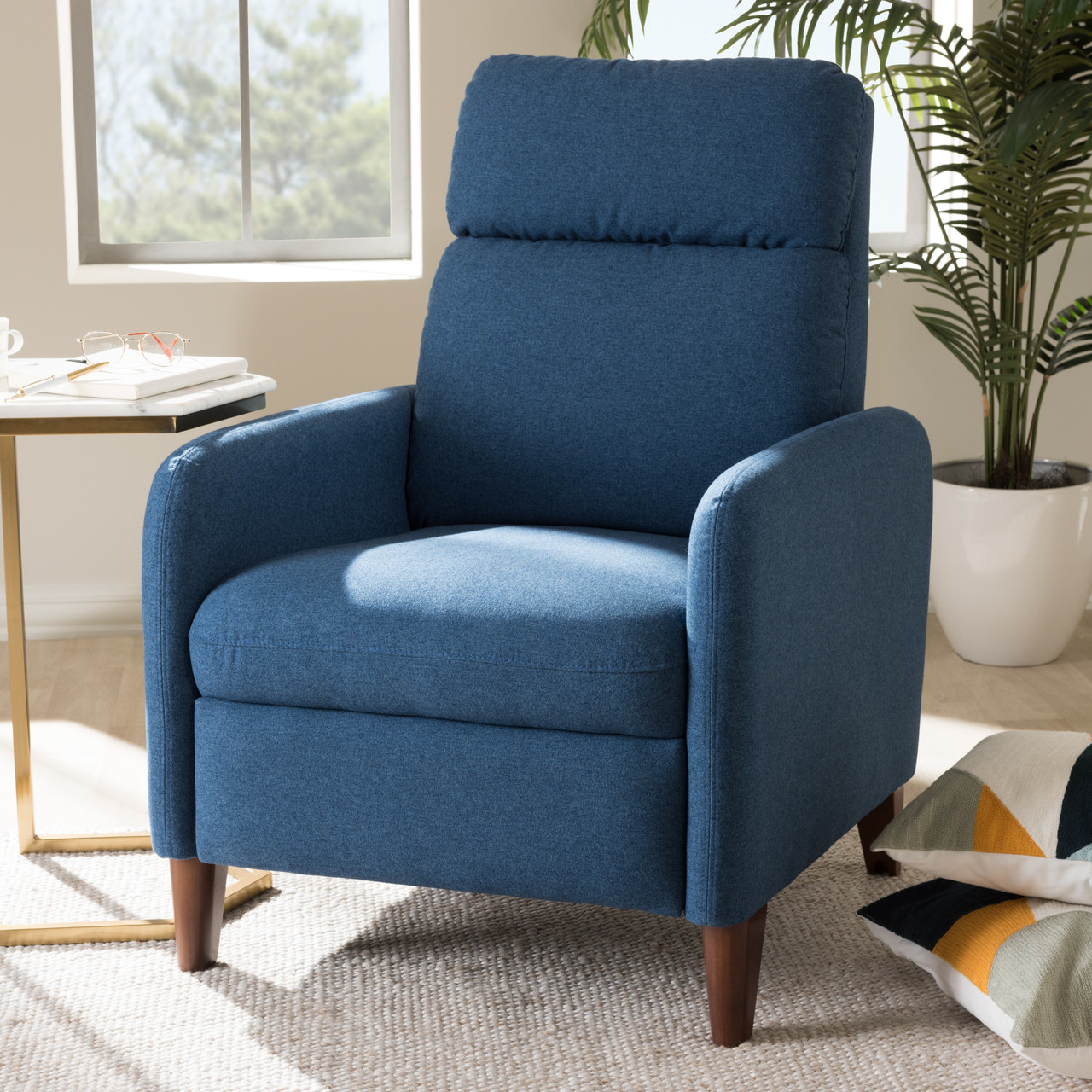 Baxton Studio Casanova Mid century Modern Blue Fabric Upholstered