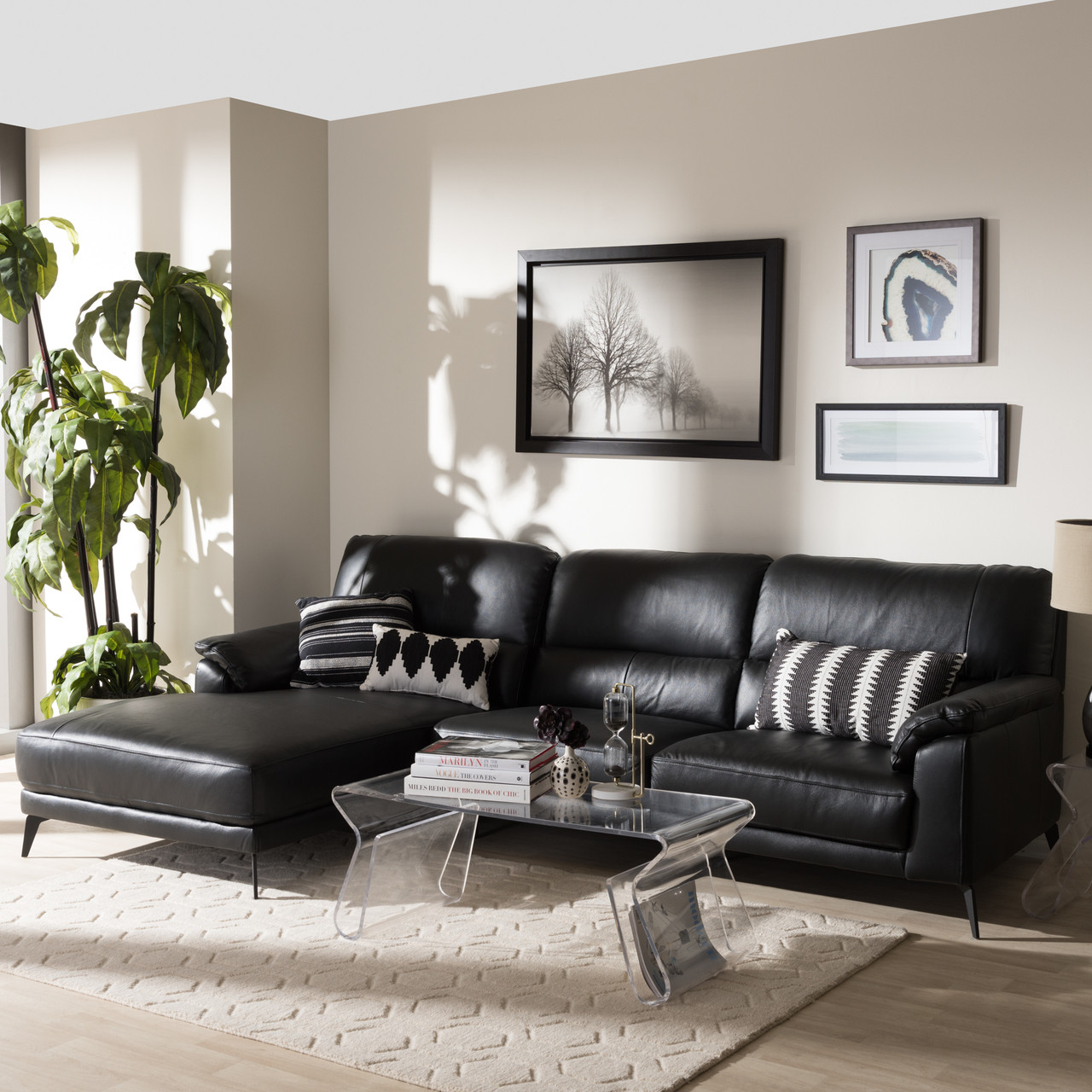 Baxton Studio Radford Modern and Contemporary Black Leather Left